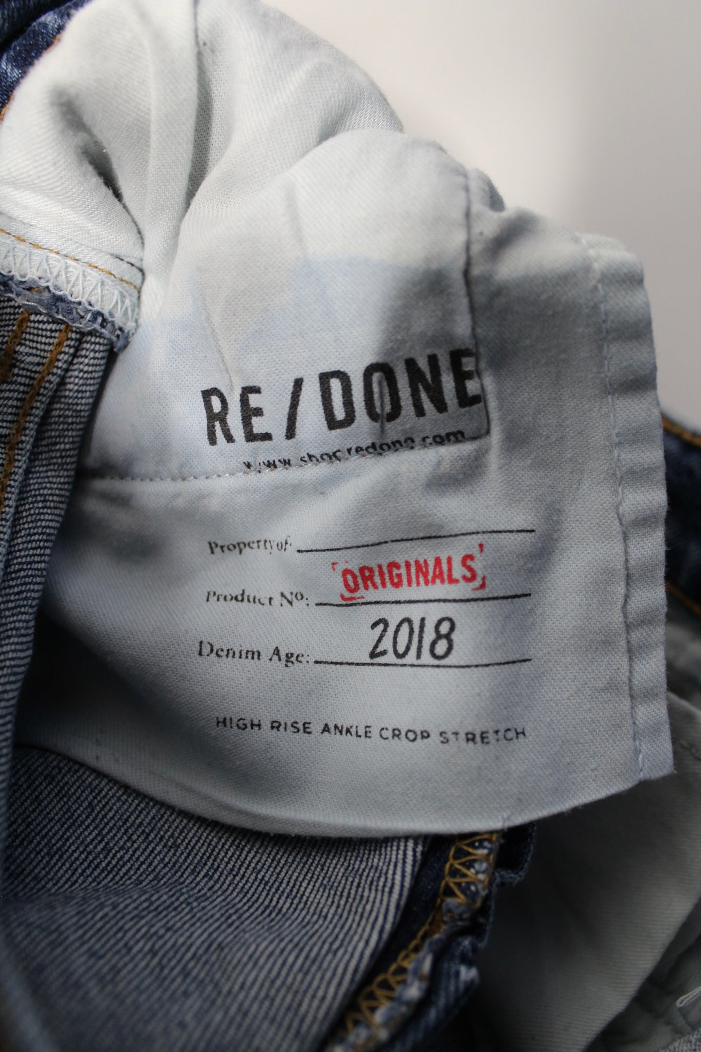 Aritzia RE/DONE ‘high rise ankle crop’ stretch jeans, size 26 (27”)