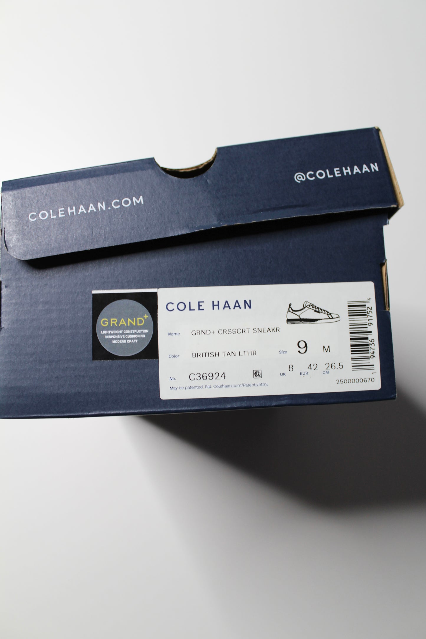 Men’s Cole Haan British tan leather ‘grand crosscourt’ sneaker, size 9 *new in box (sale: 10% off)
