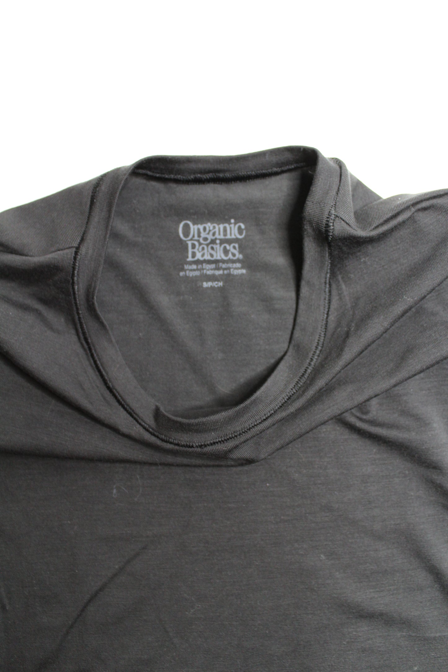 Organic Basics black t shirt, size small