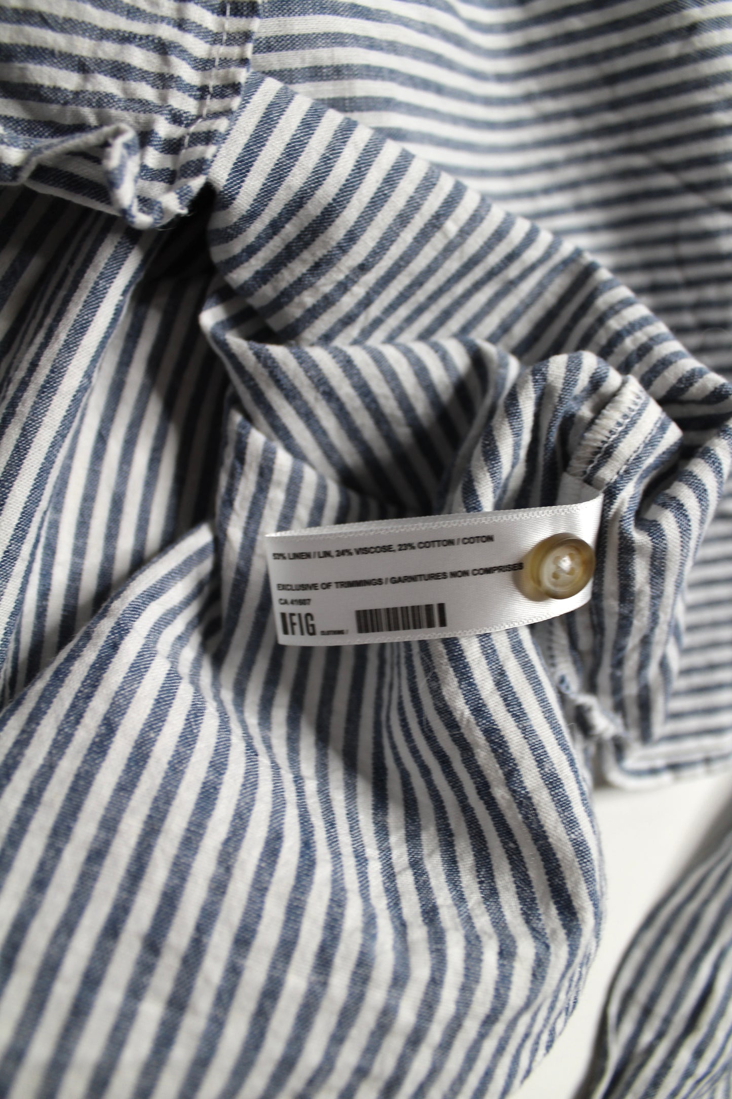 FIG striped linen ‘leidy’ button up long sleeve, size small