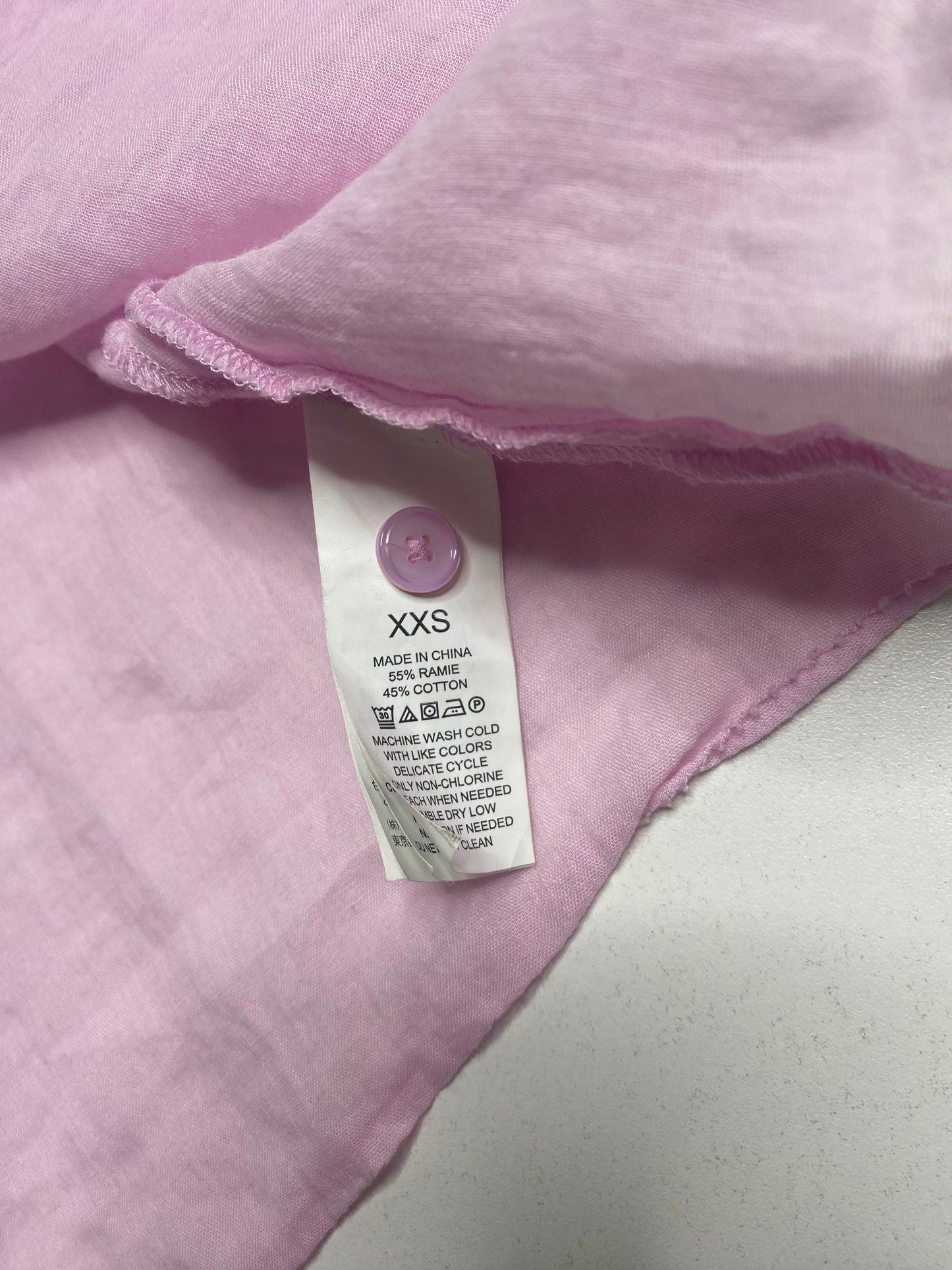 Kate Spade mirage pink solid high neck flutter sleeve blouse, Size xxs (loose flowy fit) (fits xxs/xs)