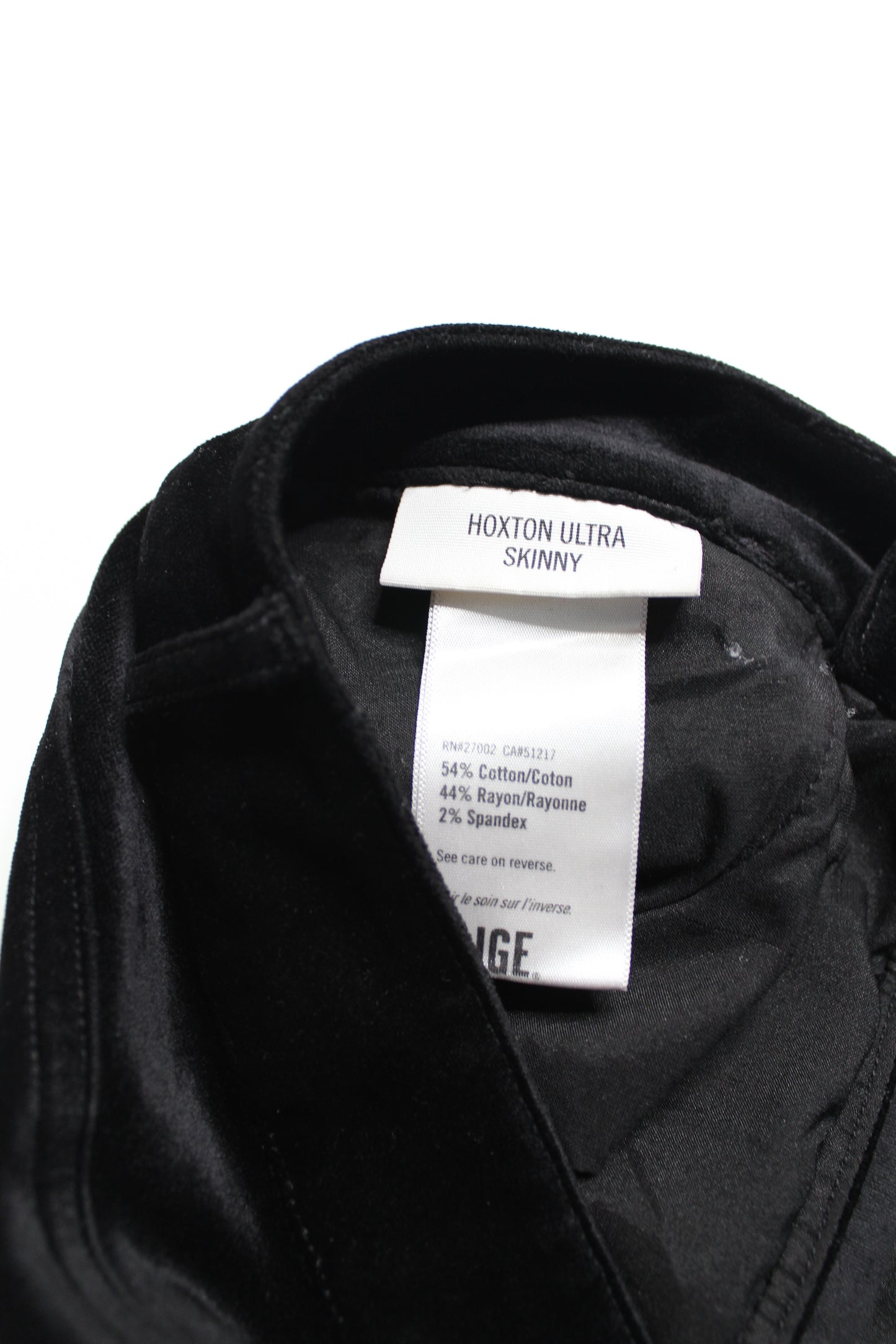 Paige black velvet hoxton ultra skinny pants, size 23 (additional 50% off)