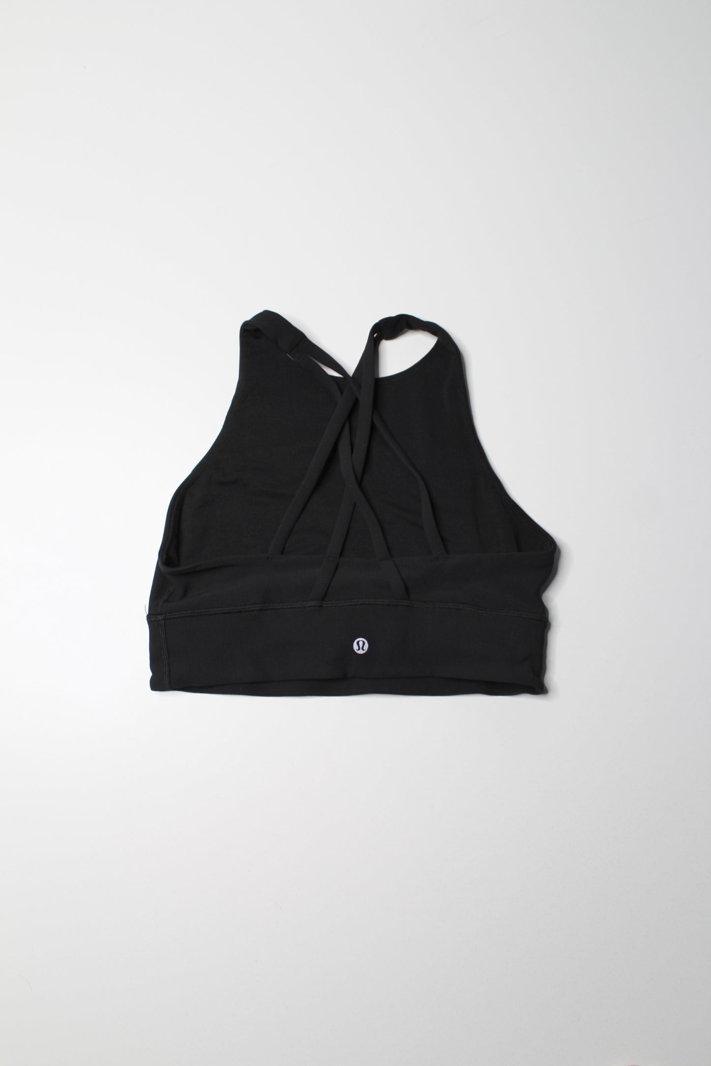Lululemon black high neck ribbed ‘energy’ bra, size 8 *long line (was $30)