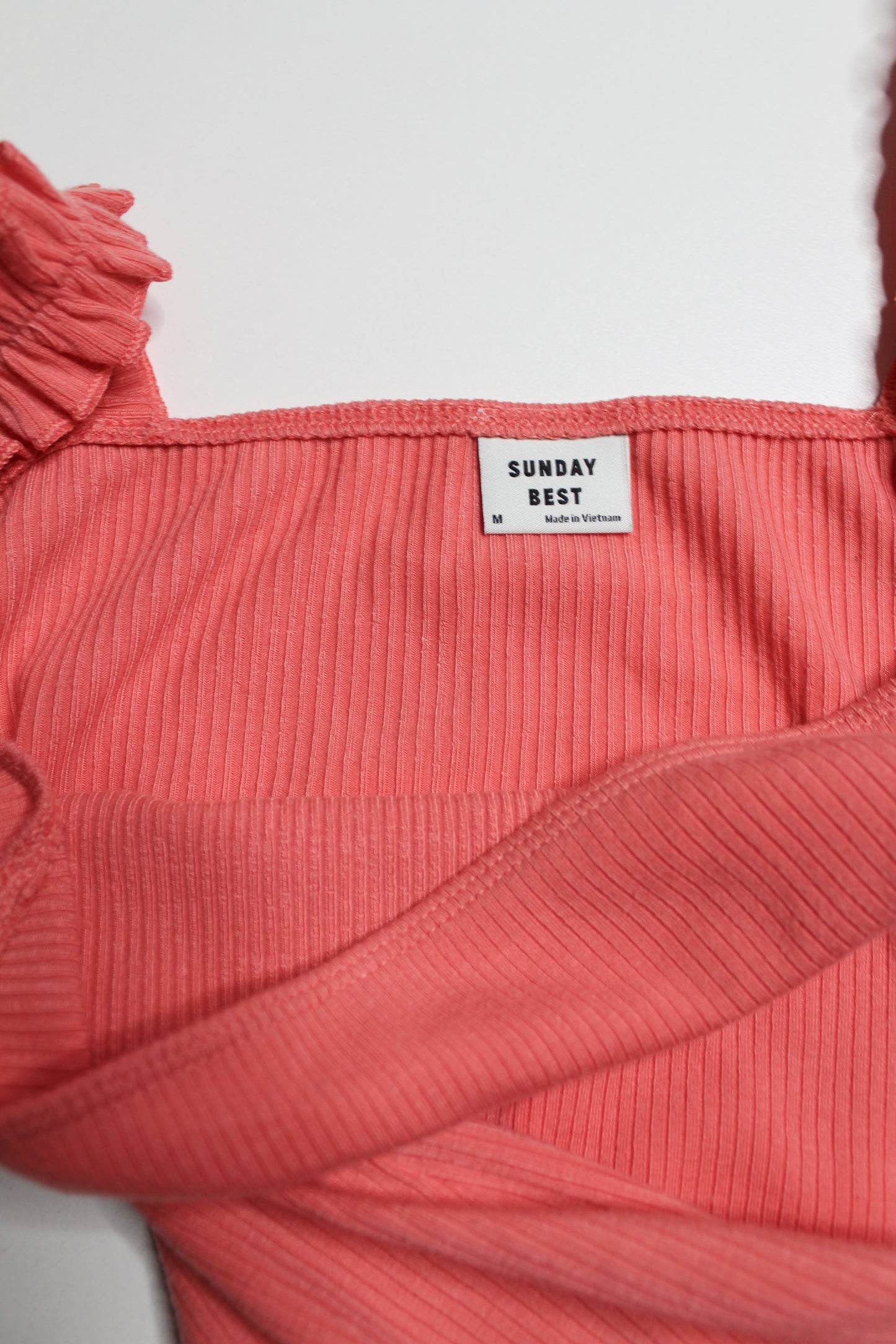 Aritzia Sunday Best dark coral ribbed danette bodysuit, size medium (additional 50% off)