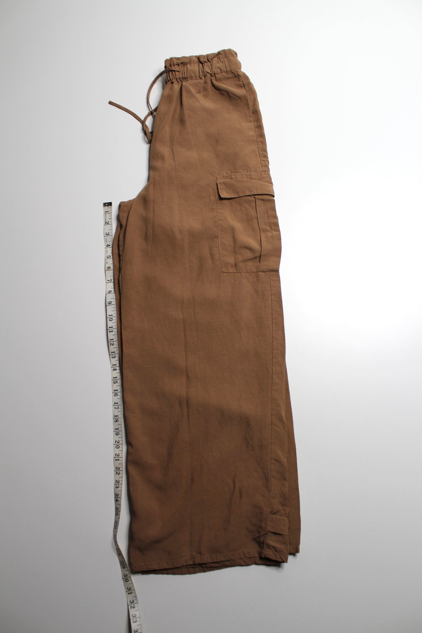 Frank And Oak brown wide leg tencel/linen pant, size 4