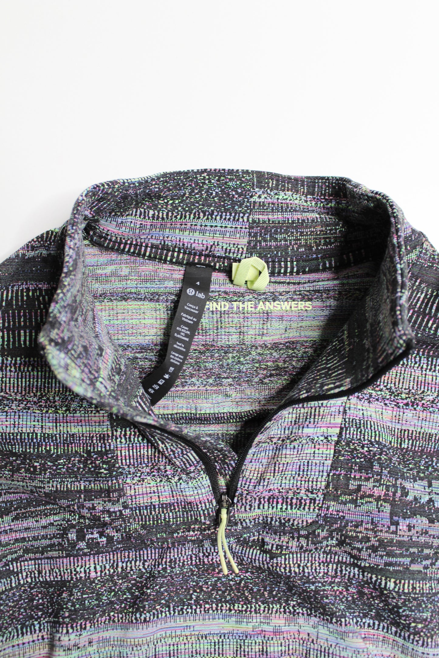 Lululemon Lab Future Noise Jacquard 1/2 zip pullover, size 4