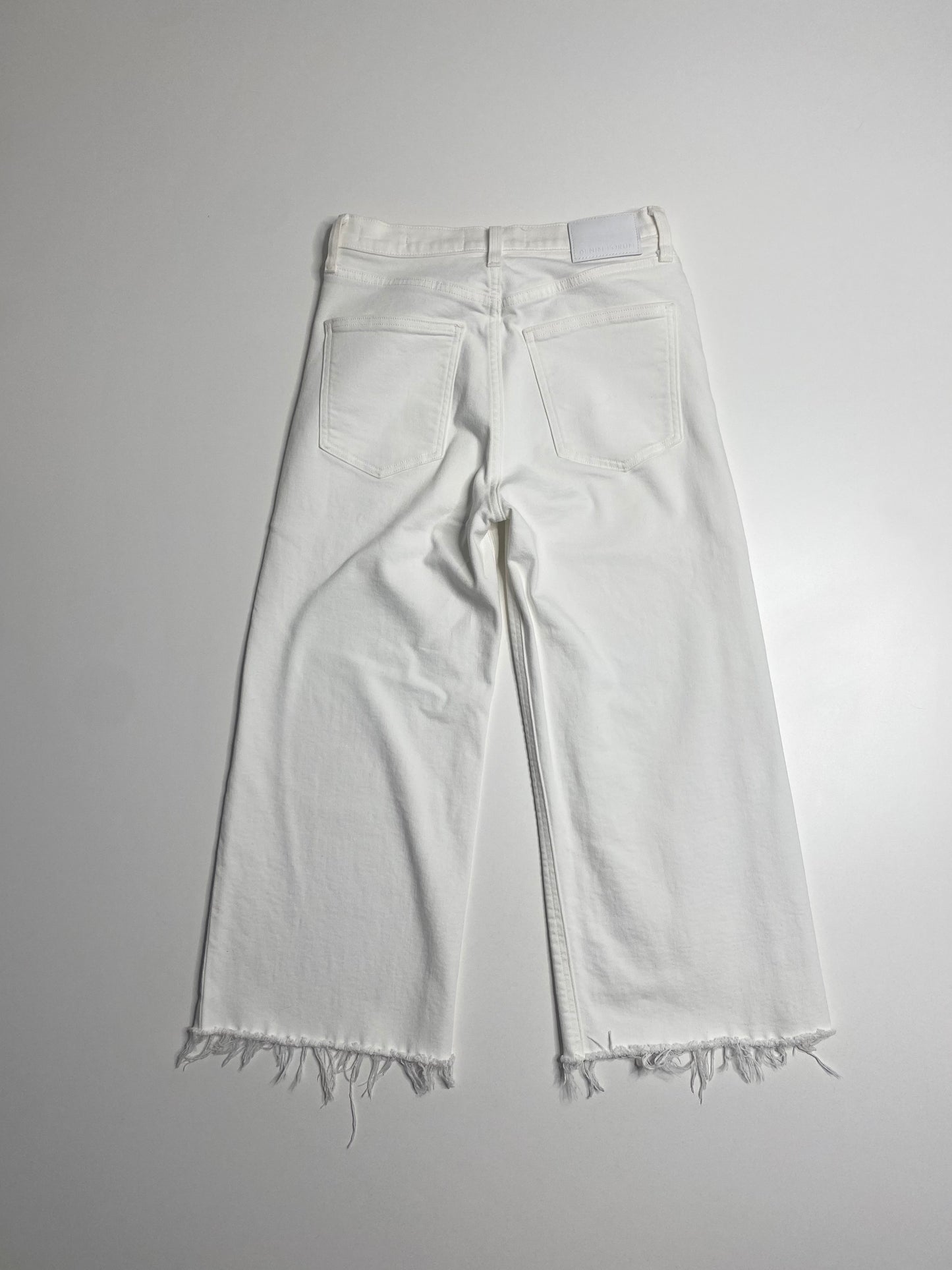Aritzia Denim Forum white raw hem Joan wide leg crop jeans, size 26 (was $58)