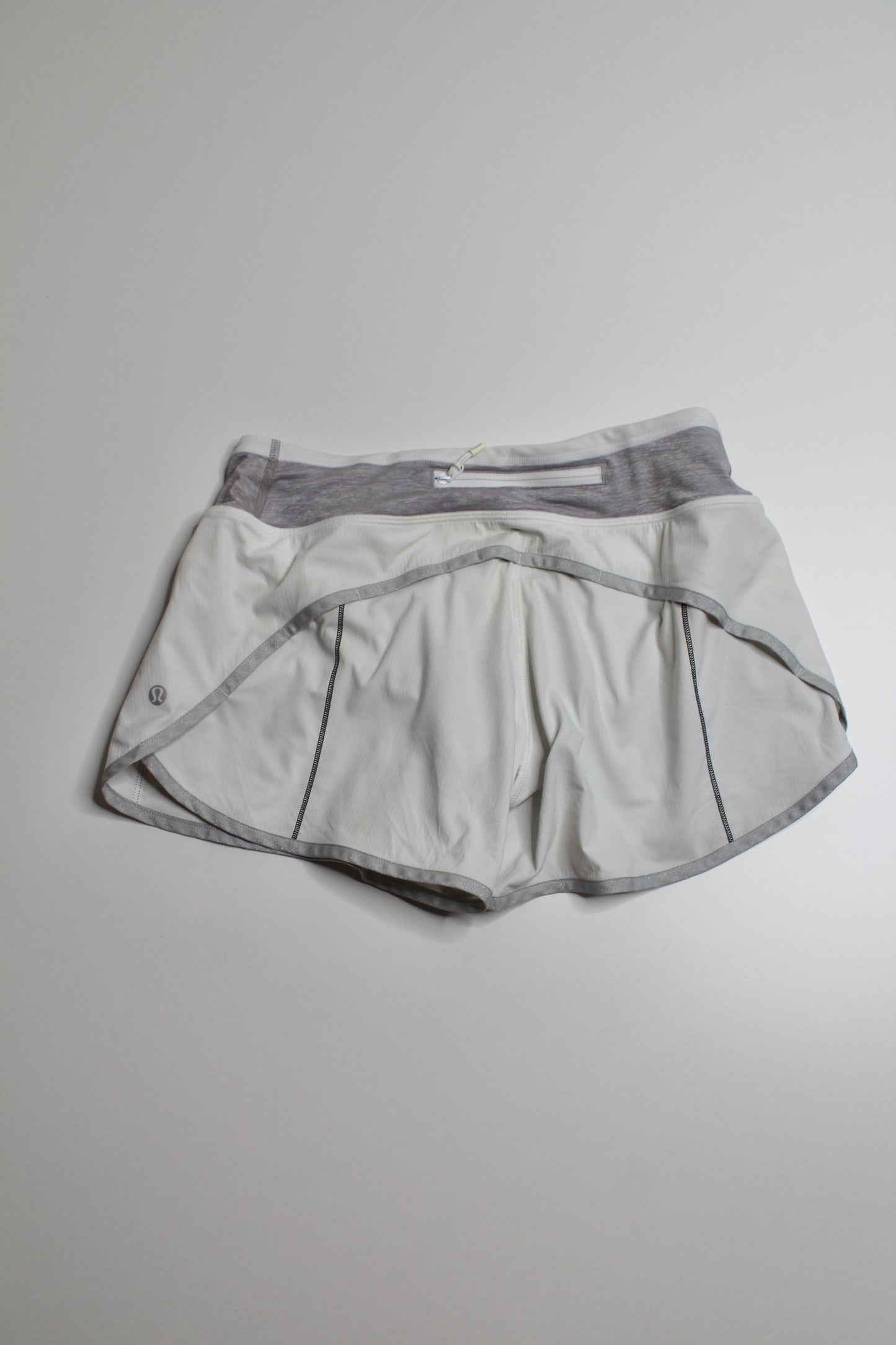 Lululemon white / grey turbo run shorts, size 4 (additional 50% off)