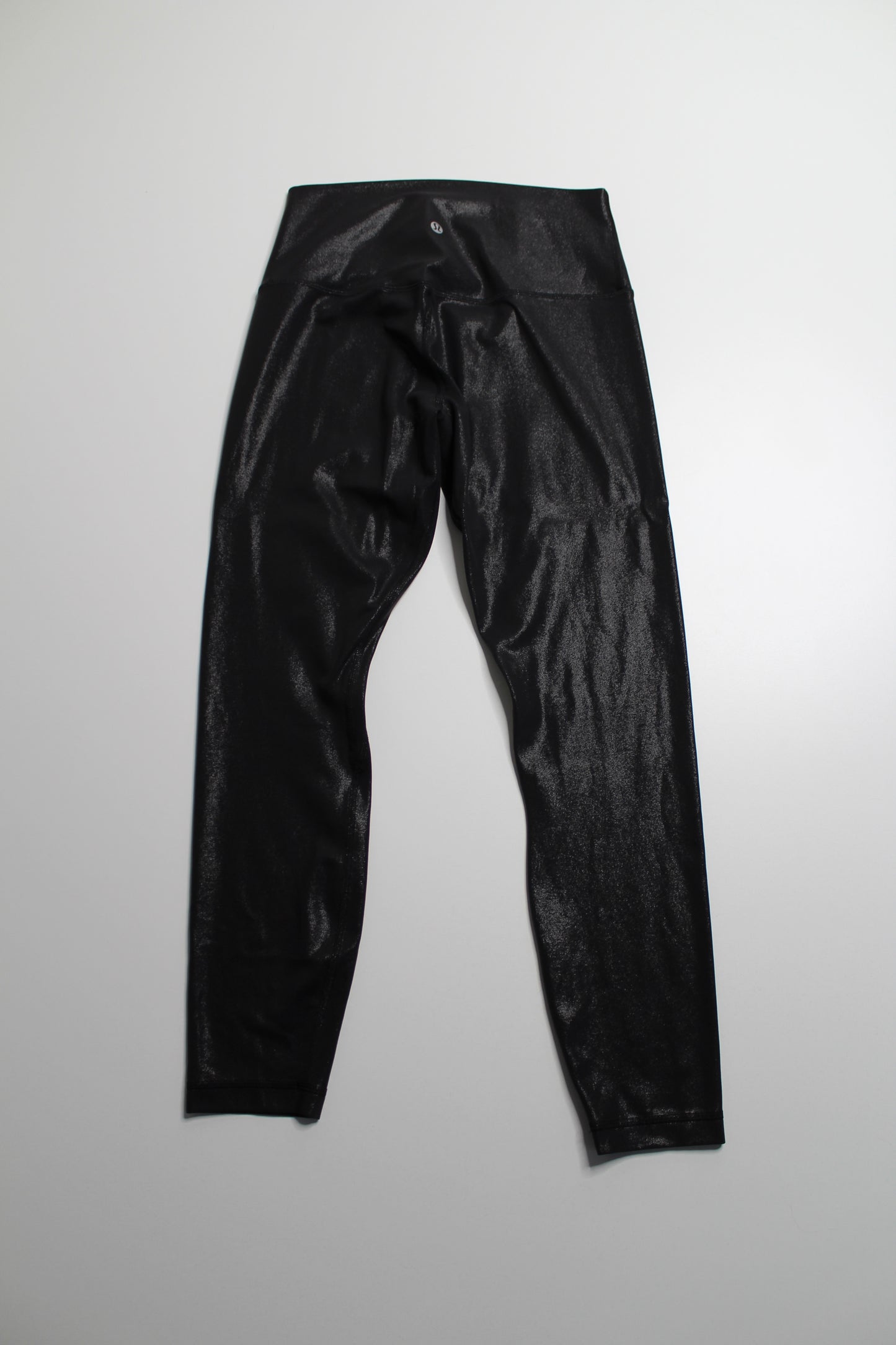 Lululemon black radiate foil print align high rise pant, size 8 *shine