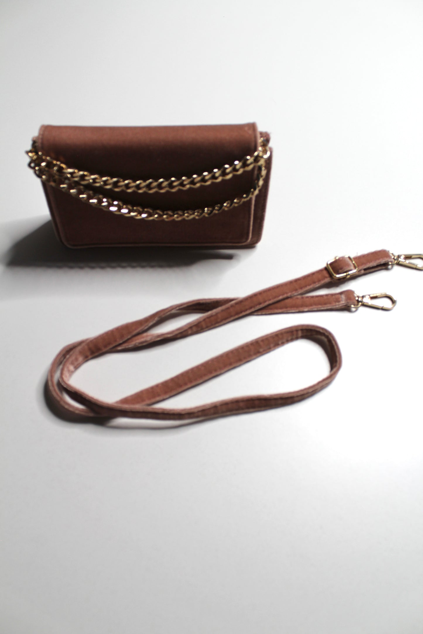 Anthropologie dusty rose velvet crossbody purse (detachable strap)