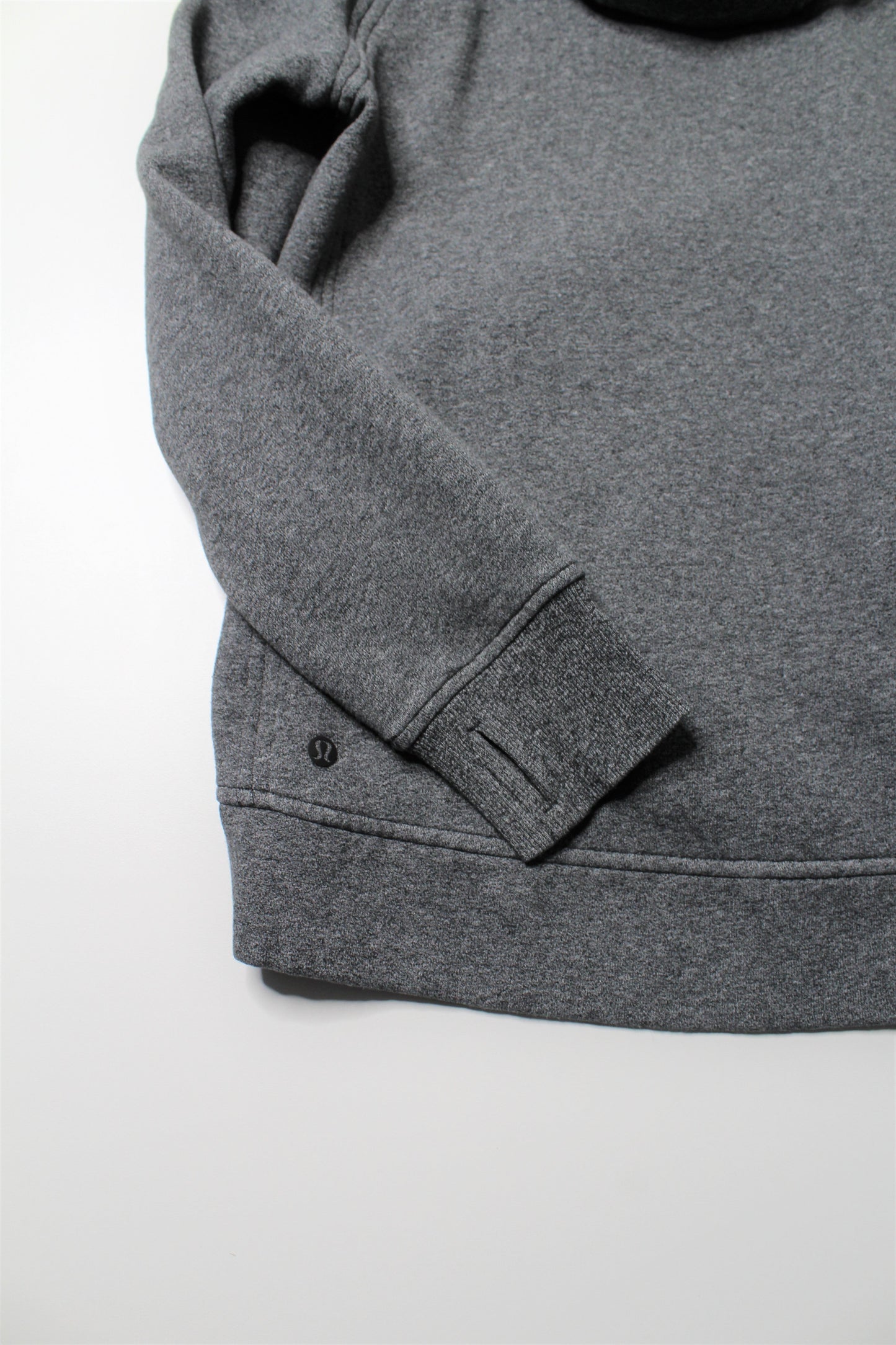 Lululemon heathered grey ‘fleece please’ pullover hoodie, size 4