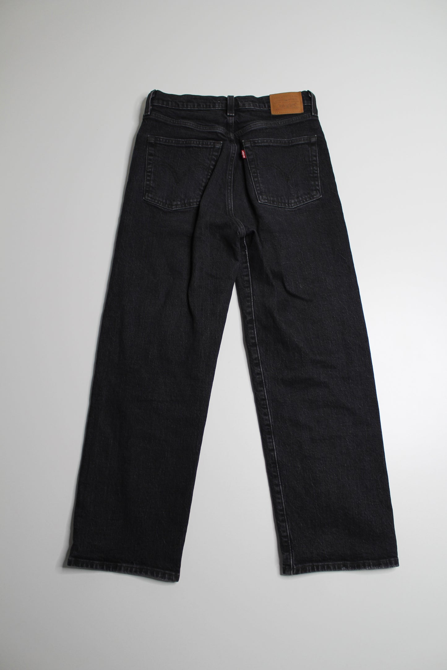 Levi's black wash ribcage straight leg jeans, size 28 (27")