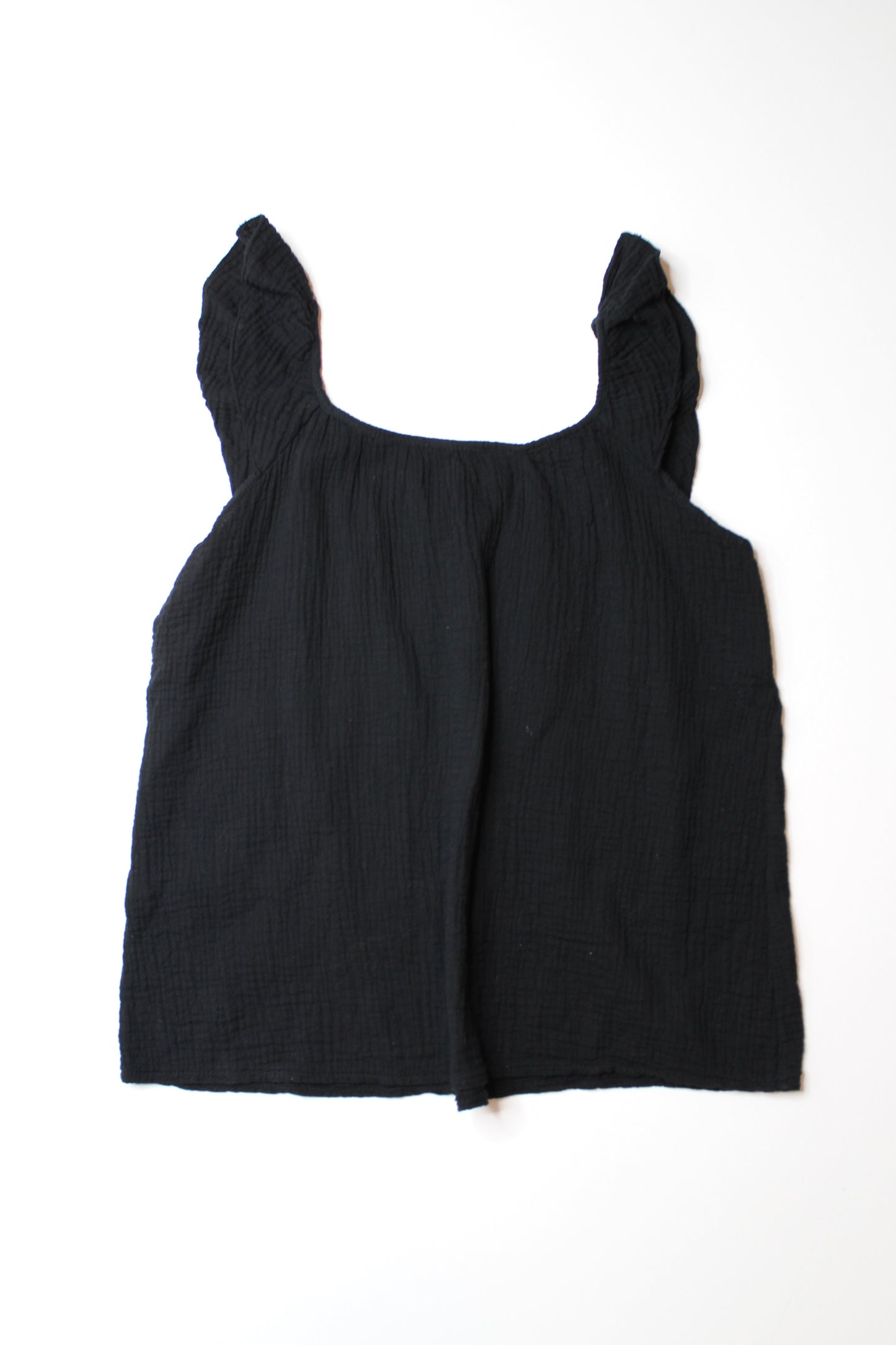 Saks Fifth Avenue black ruffle cap sleeve blouse, size xsmall (loose fit) (additional 50% off)