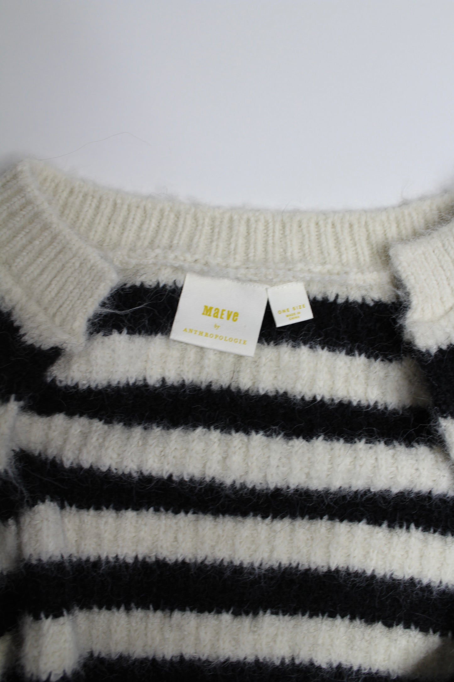 Anthropologie maeve cream/black striped shrug sweater, one size