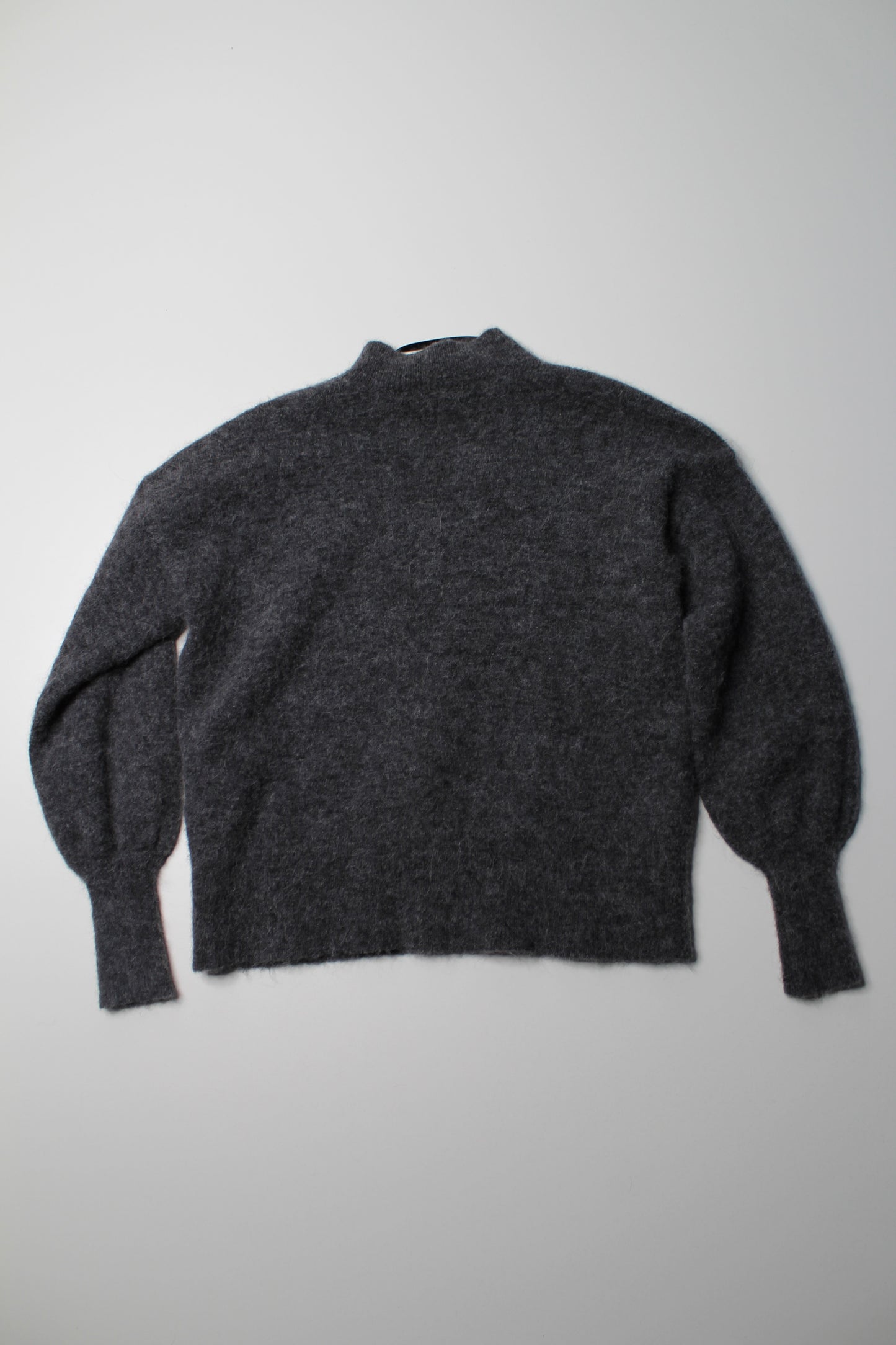 EVER NEW dark grey mock neck puff sleeve alpaca wool sweater, size 2 (size small)