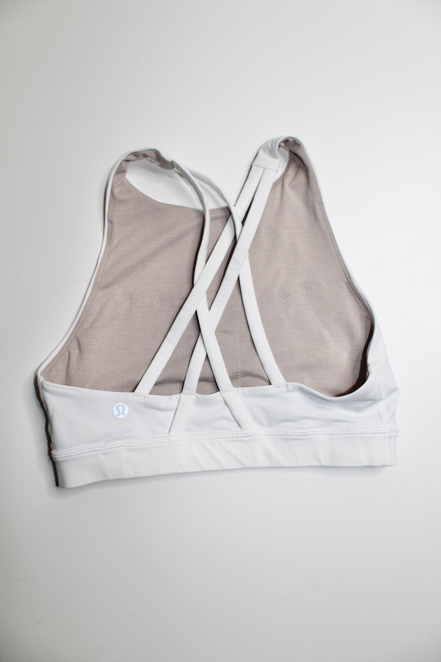 Lululemon white high neck energy bra, size 4 (sale: was $25)