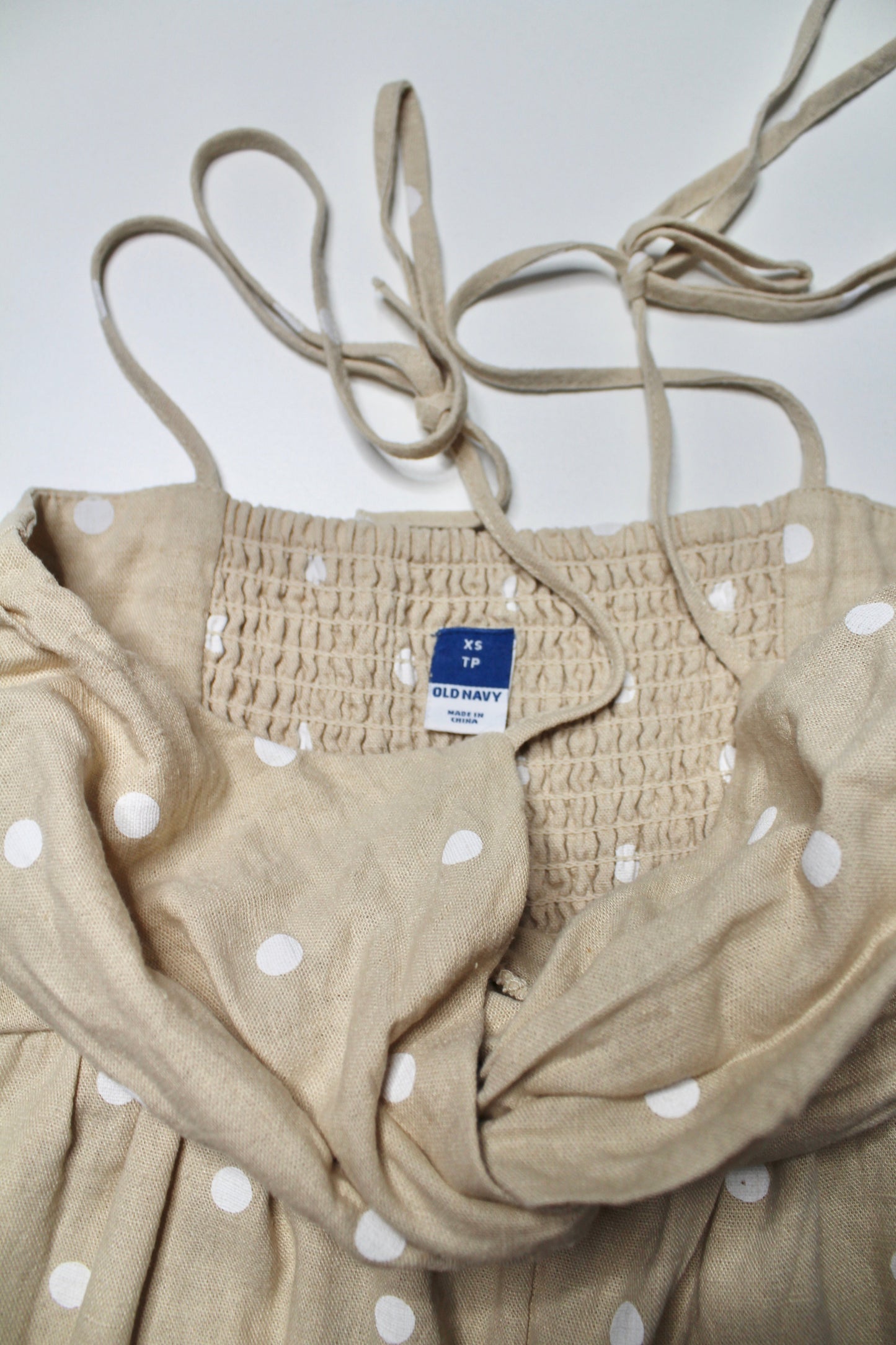 Old Navy beige polka dot twist wide leg jumpsuit, size xs (additional 70% off)
