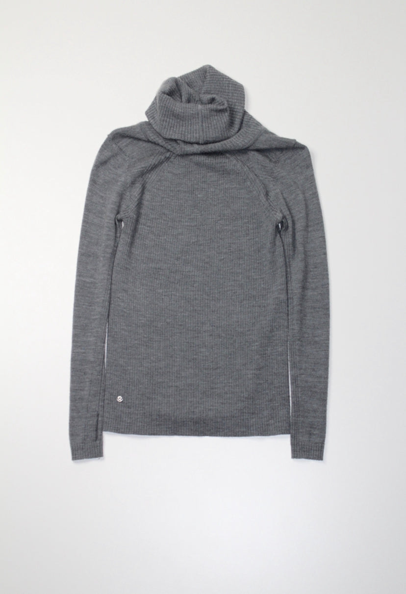 Lululemon grey ‘sweat and savasana’ turtleneck sweater, size 2 (relaxed fit) (fits 2/4)