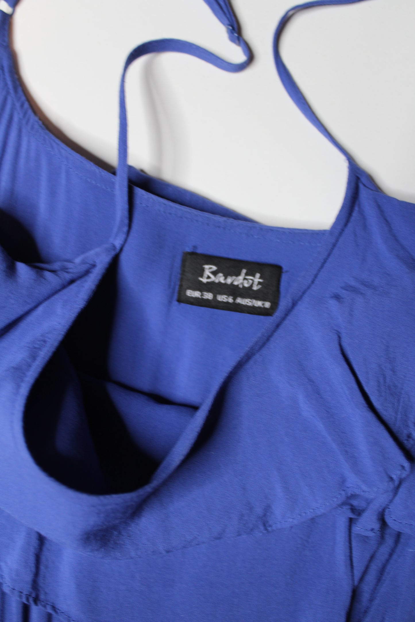 Bardot blue tiered ruffle hi low dress, size 6 (additional 50% off)