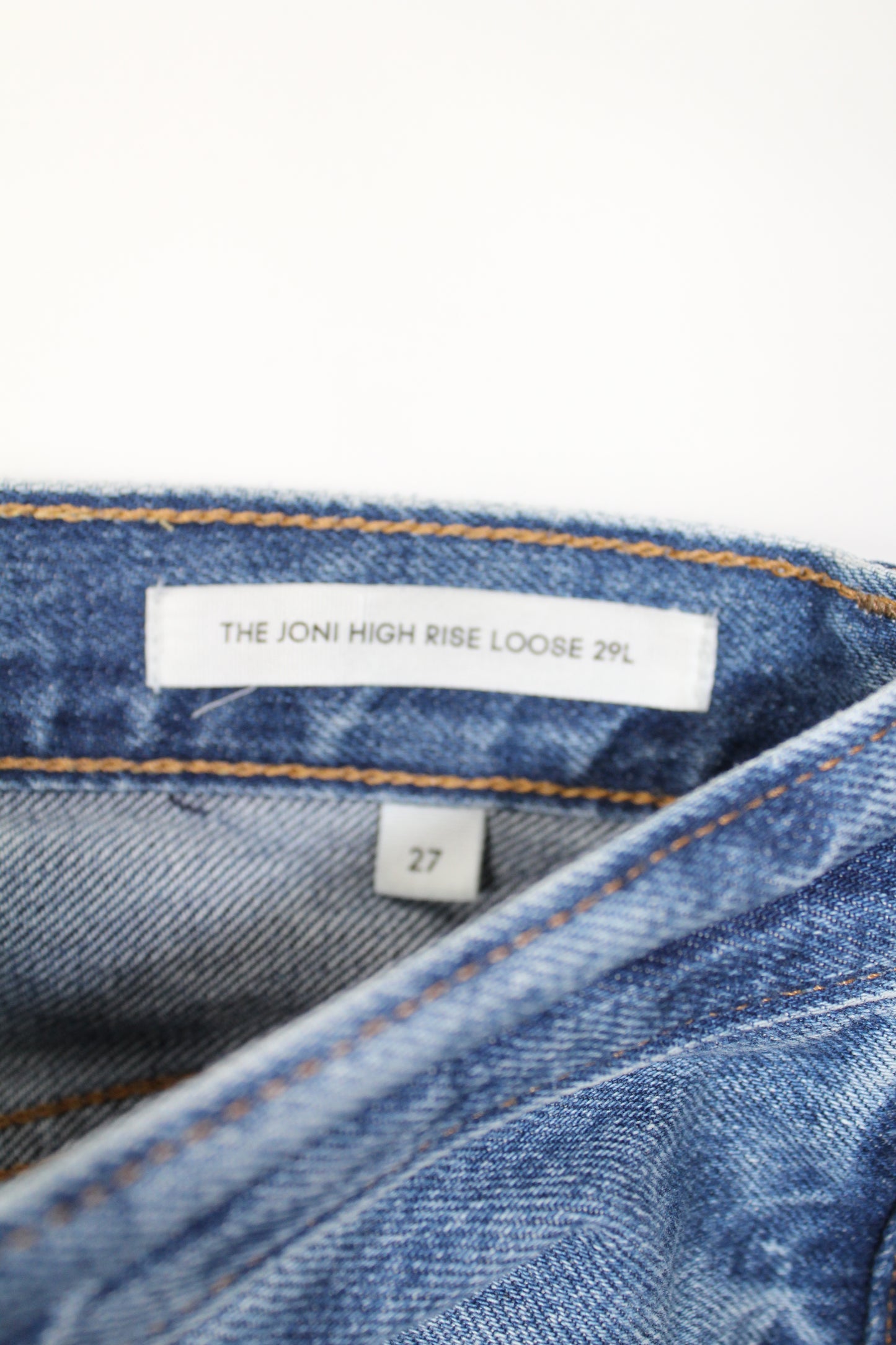 Aritzia denim forum the joni high rise loose jeans, size 27 (28”)