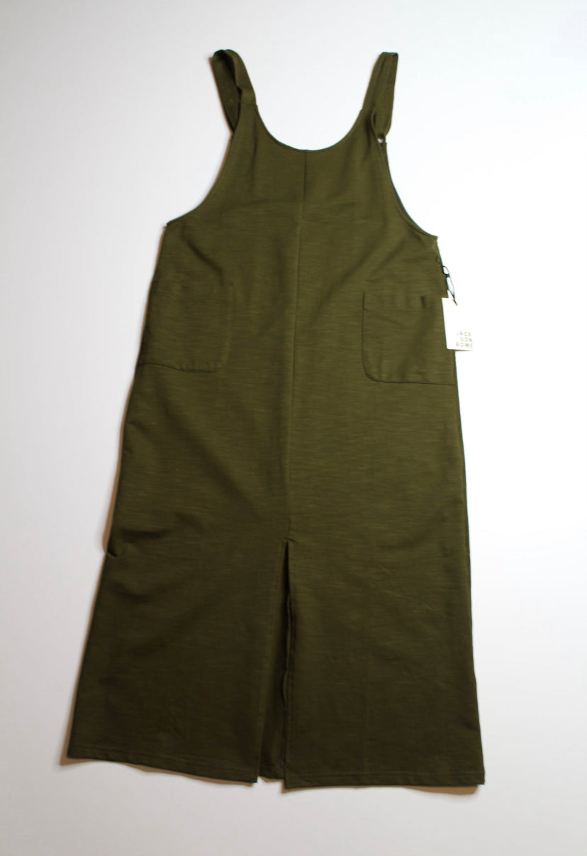 Jackson Rowe olive green midi dress with front pockets, size large *ne Belle Boutique Consignment Jackson Rowe olive green midi dress with front pockets, size large *ne Belle Boutique Consignment