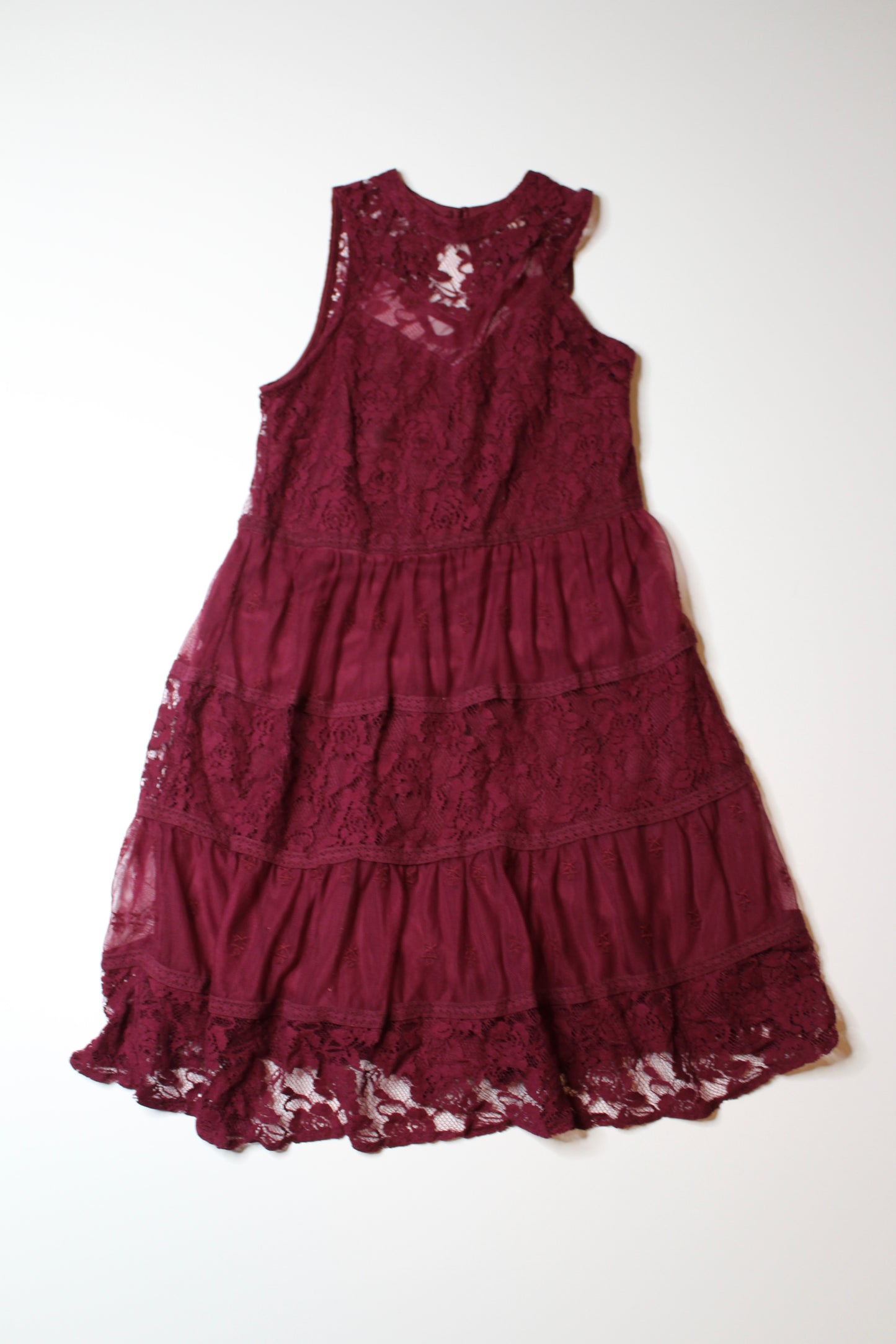 Rebellion deep red wine boho lace dress, size small (price reduced: was $25)