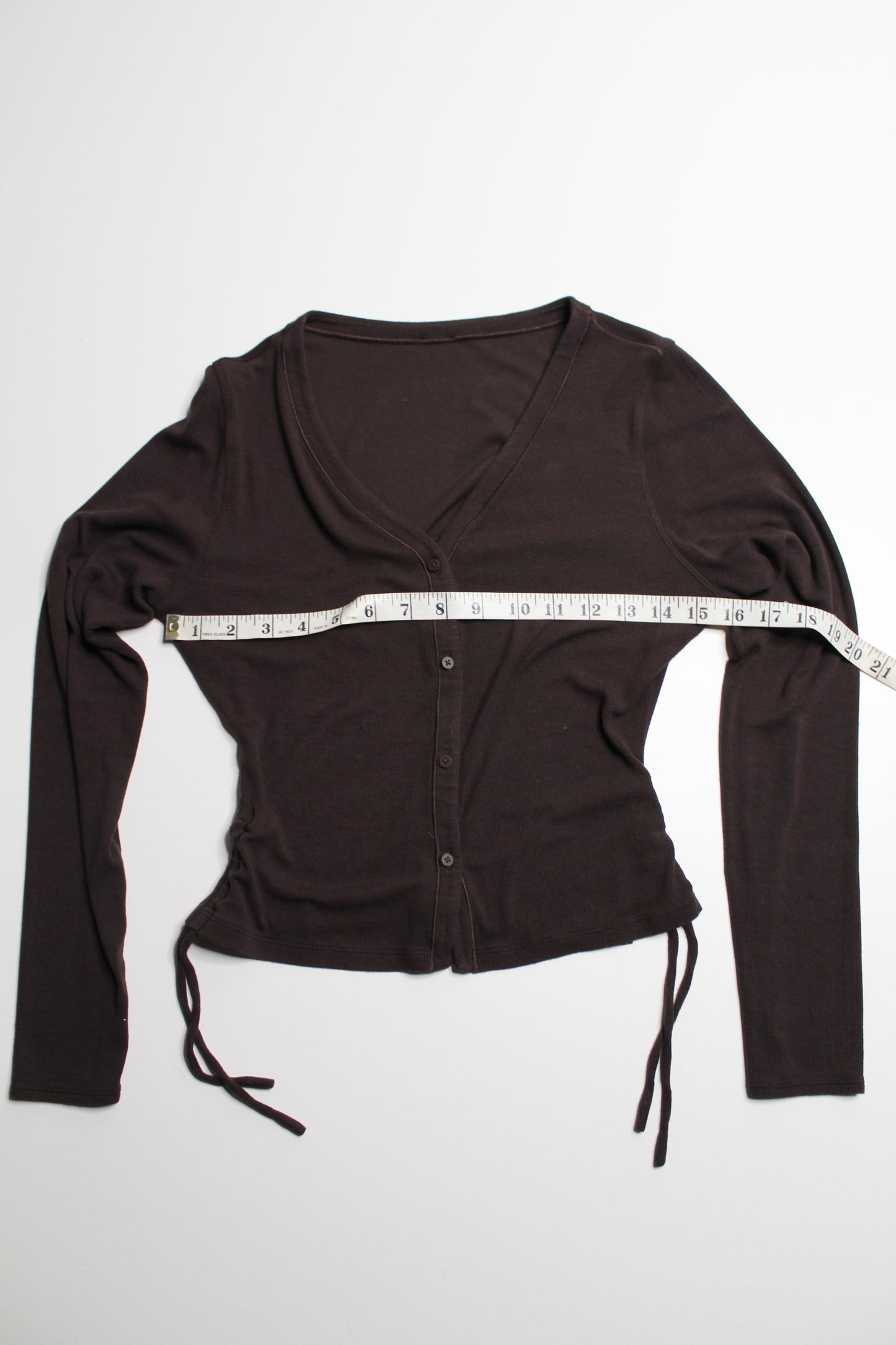 Lululemon dark brown ‘hold tight’ side cinch cardigan, no size. Fits like 6
