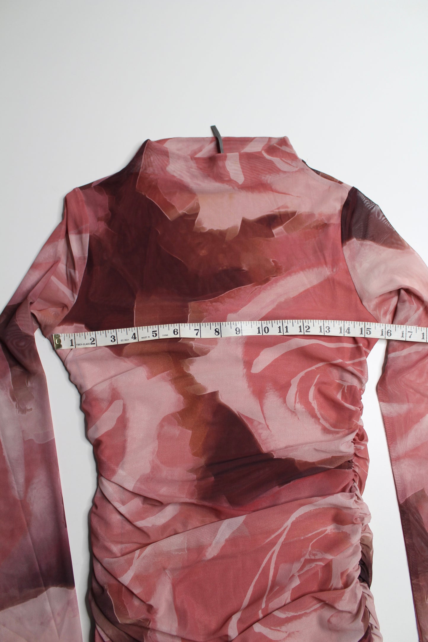 Anthropologie Maya Ruched Cowl-Neck Dress: Long-Sleeve Mesh Mini dress, size medium
