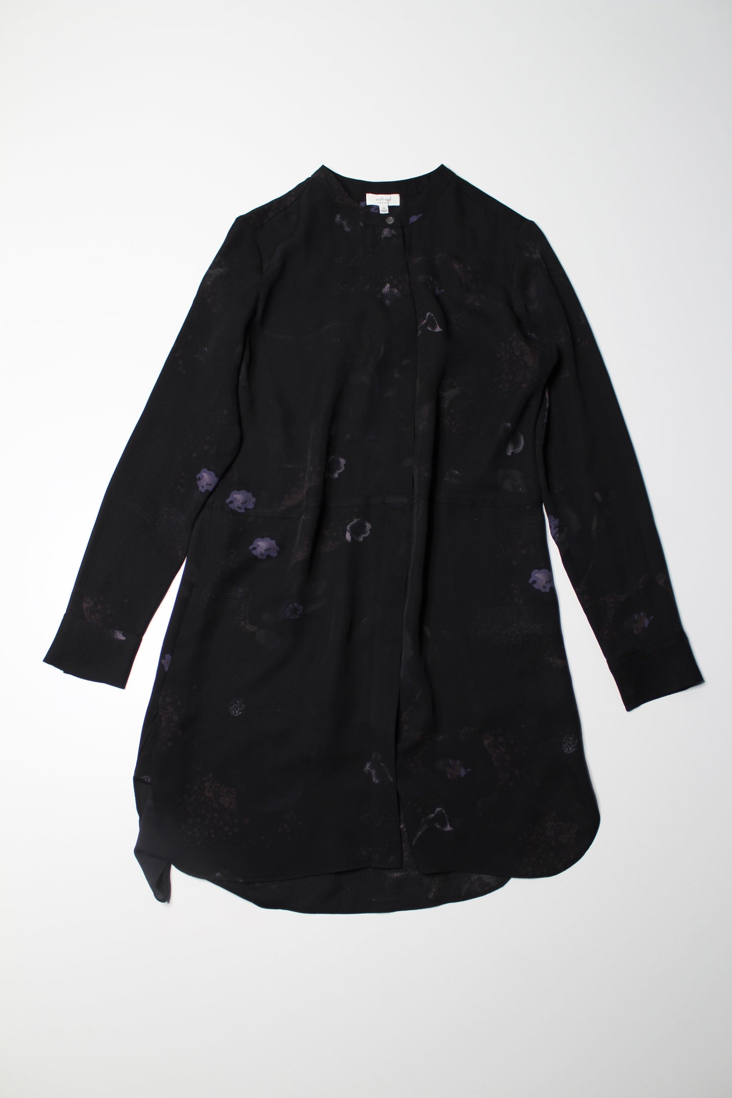 Aritzia Wilfred black floral silk shirt dress, size xxs (loose fit)