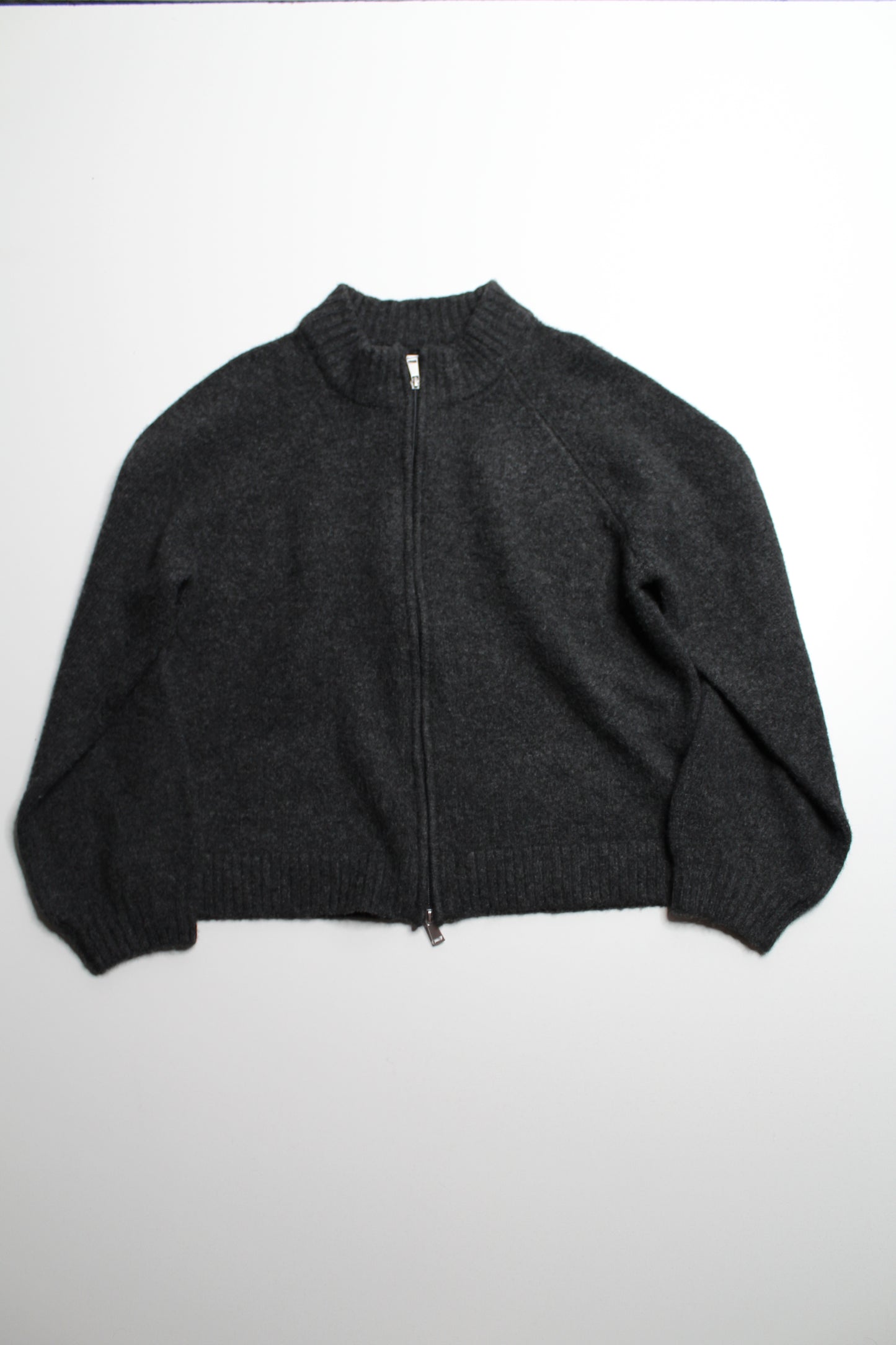 Smash + Tess dark grey knit zip up sweater, size M/L (loose fit)