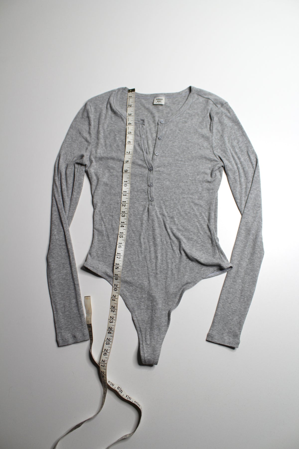 Aritzia grey ribbed Henley bodysuit, size small