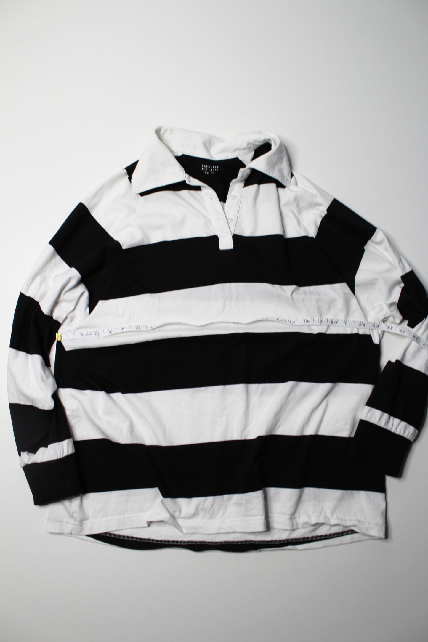 Brunette The Label striped rugby polo long sleeve, size s/m (oversized) fits like medium/large