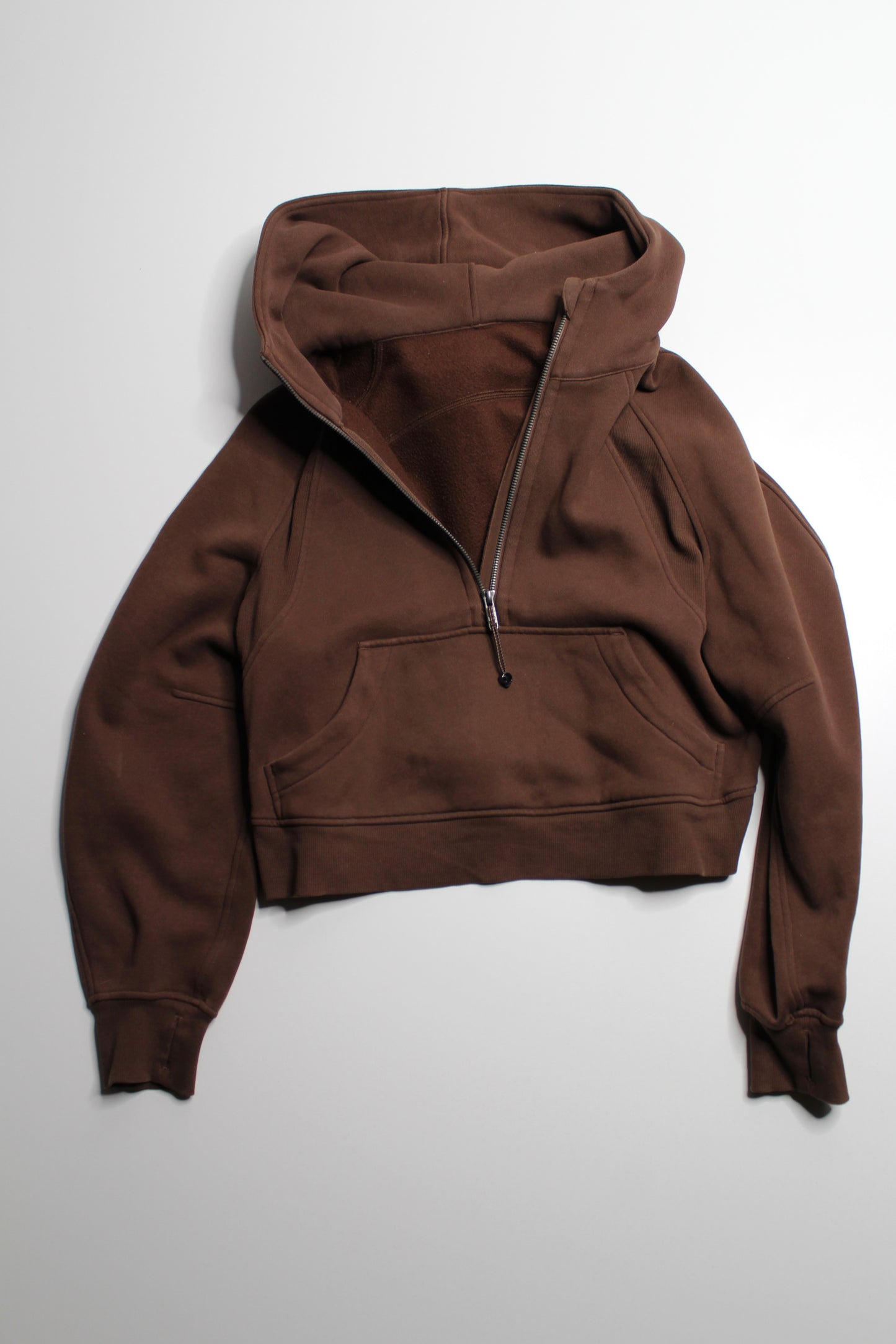 Lululemon brown 'oversized scuba 1/2 zip' hoodie size xs/s (fits 4/6)