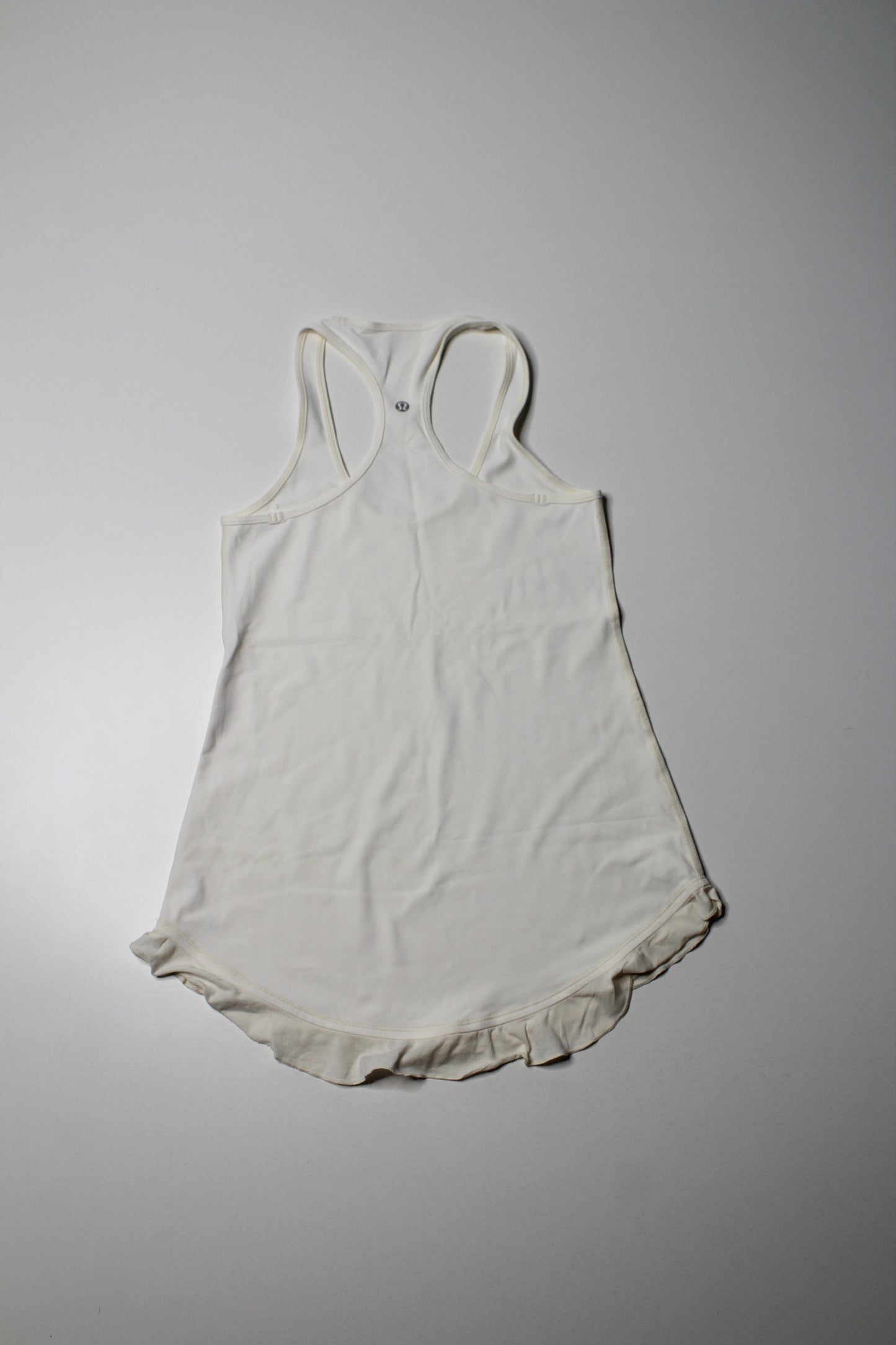 Lululemon cream ‘cool racer back’ tank, size 6 *frilly hem (sale: was $20)