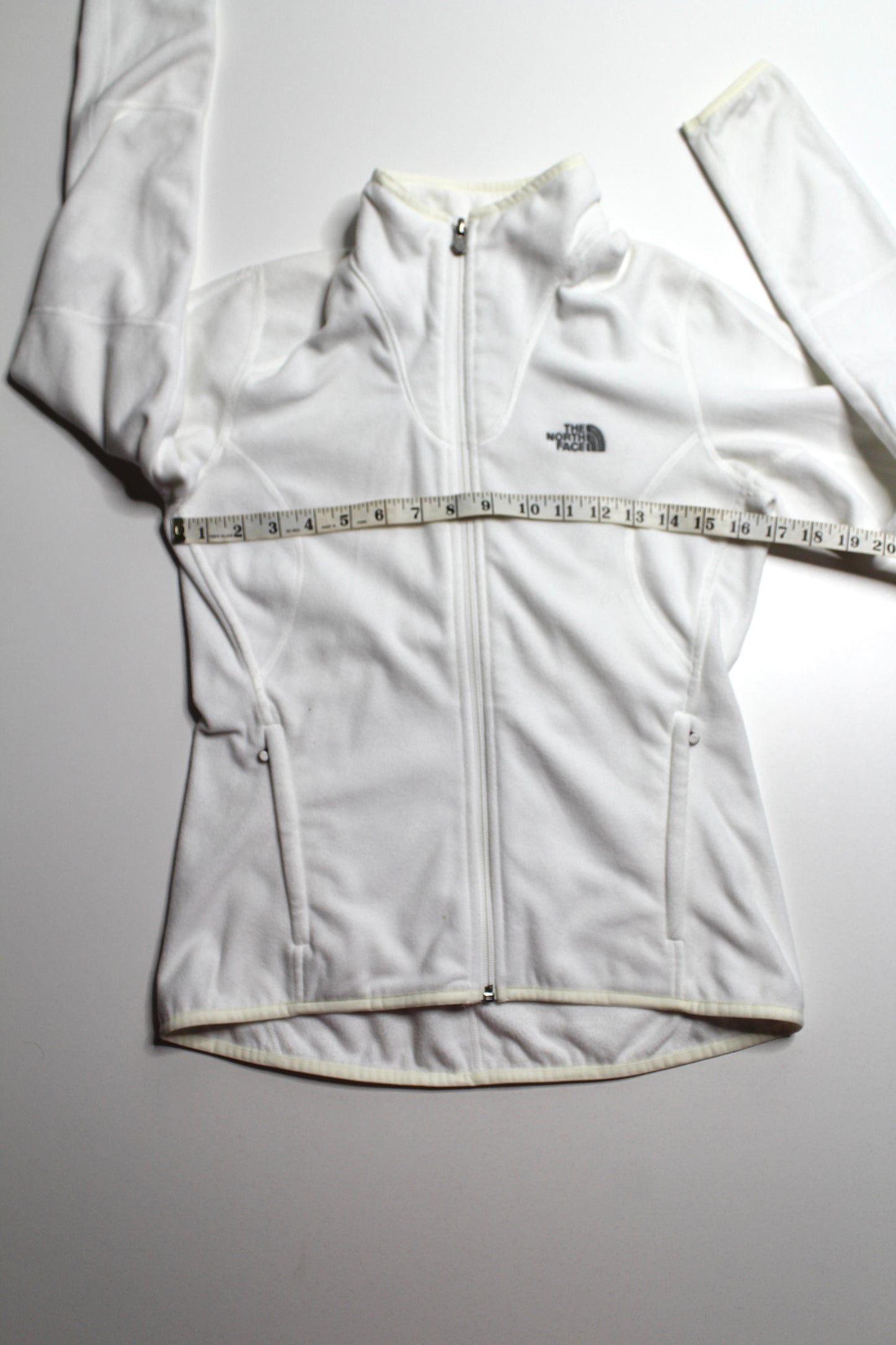 The North Face white fleece zip up long sleeve, size small (additional 50% off at checkout)