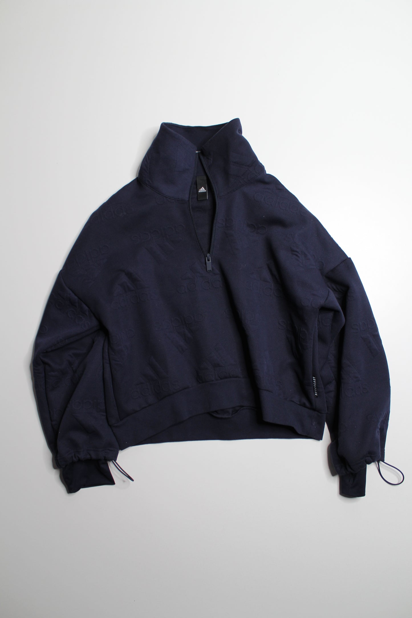 Adidas navy 1/2 zip aeroready pullover, size small (oversized)