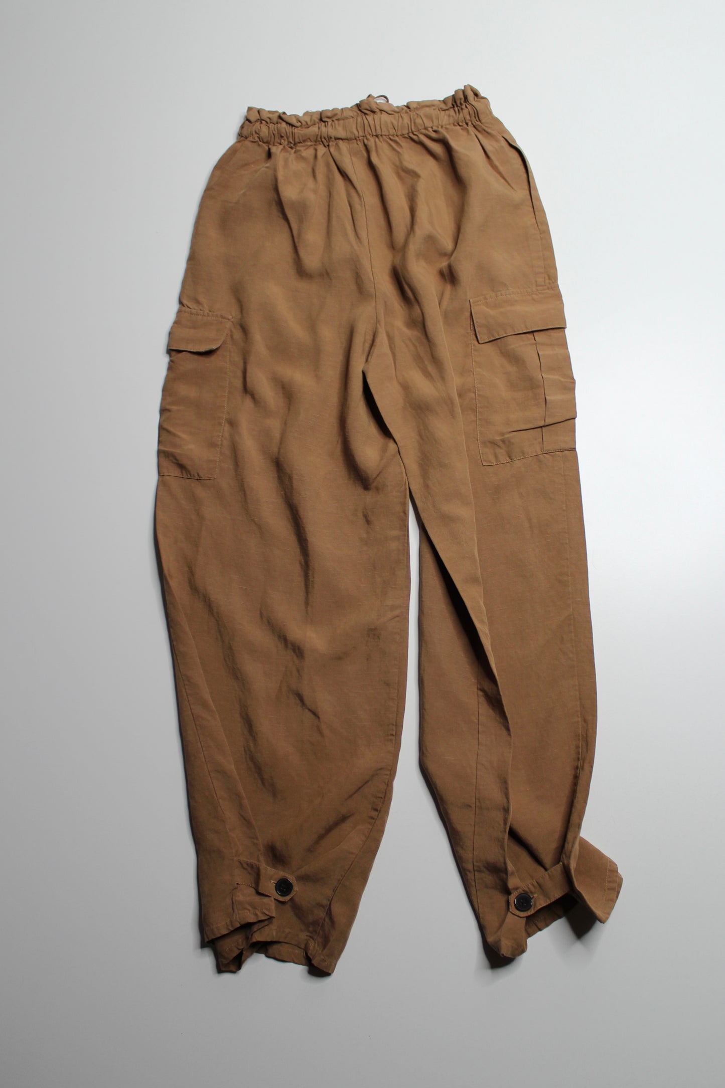 Frank And Oak brown wide leg tencel/linen pant, size 4