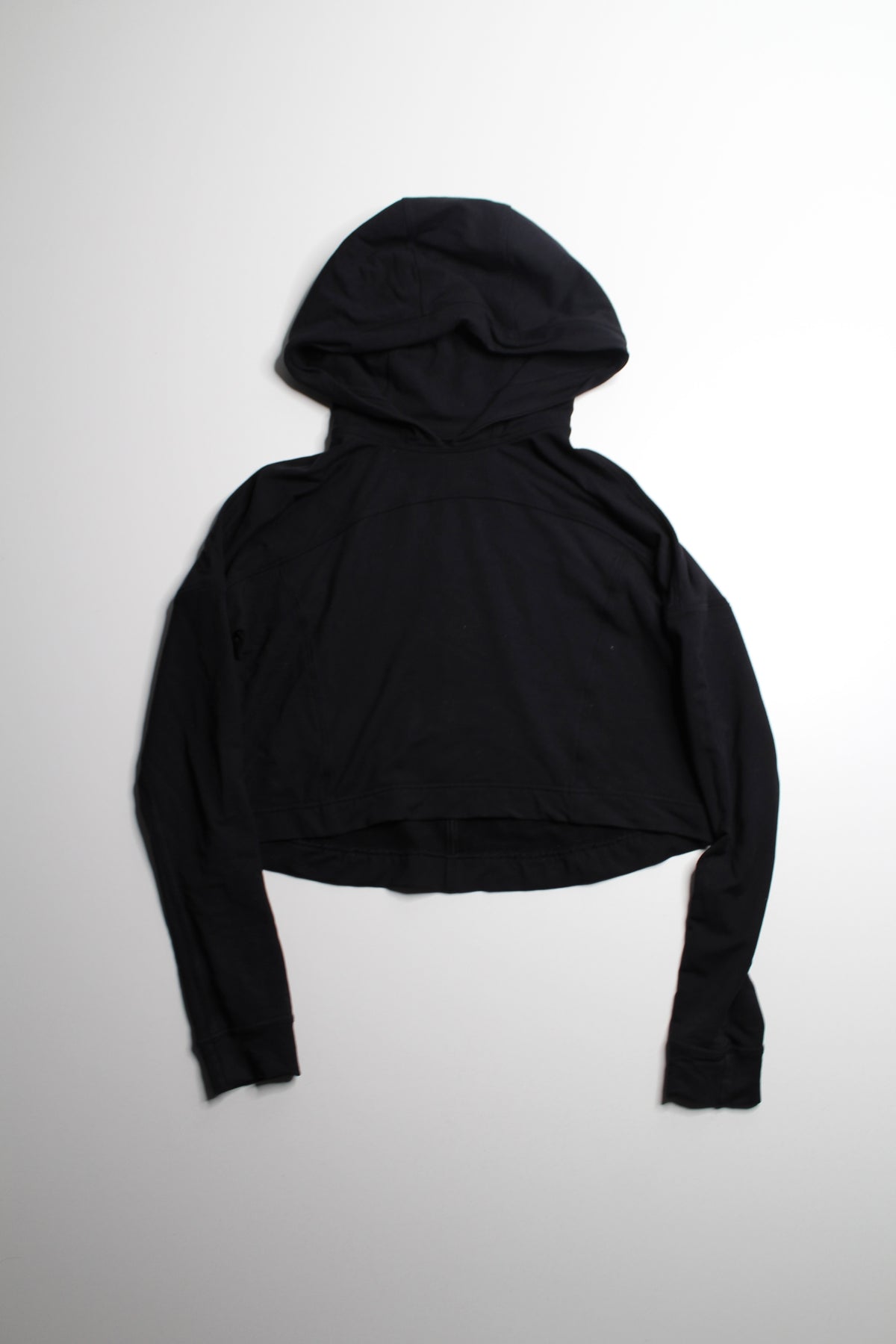 Lululemon black stretch French terry ‘ceremony’ pullover hoodie, no size. Fits like 4 (oversized fit)