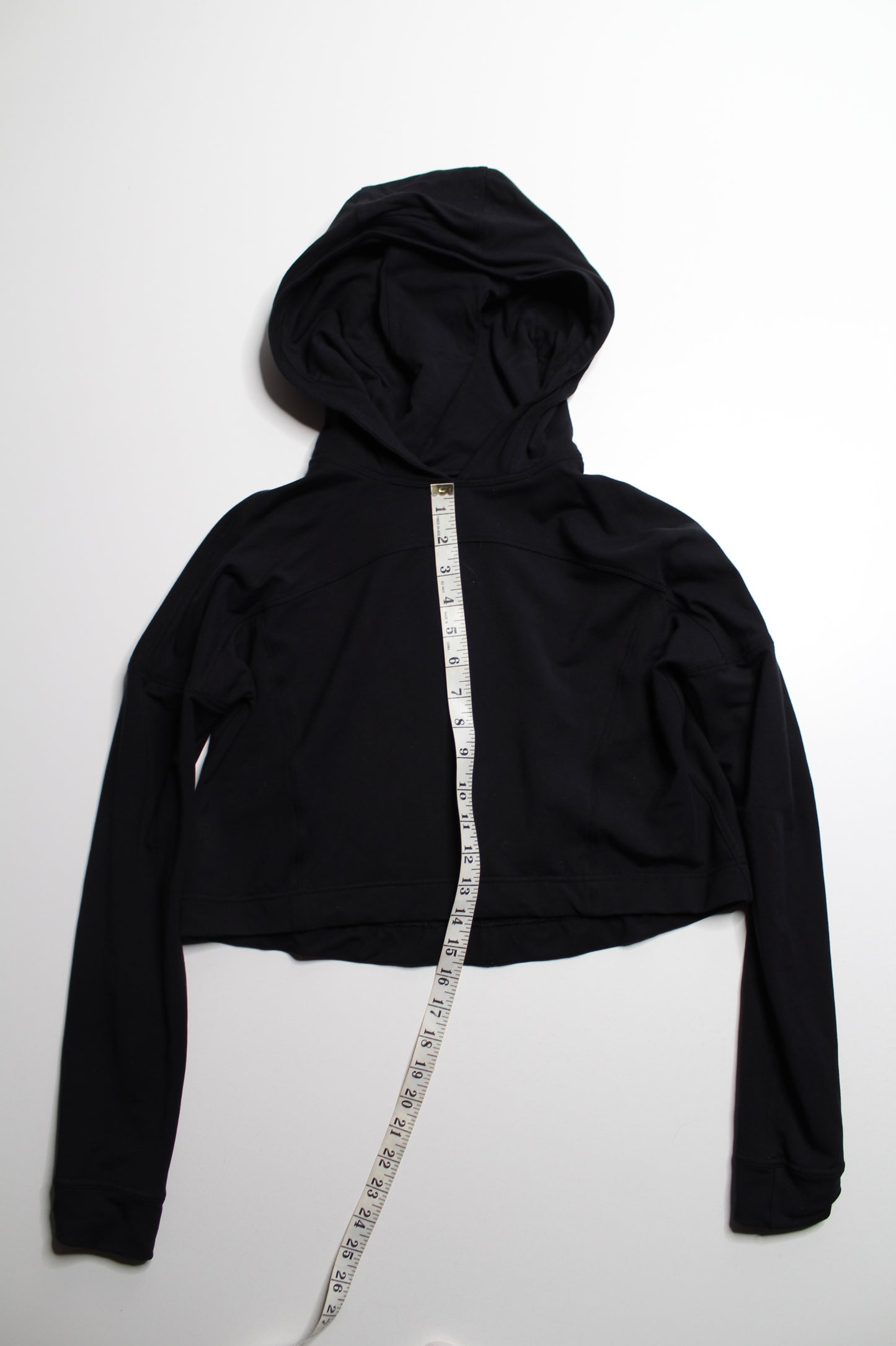 Lululemon black ‘modal spacer training half-zip’ hoodie, no size.  Fits like 4 (oversized fit) (was $58)