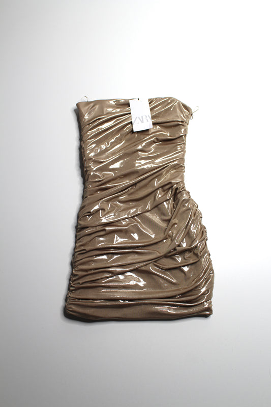 Zara gold mini dress, size small (fits small) *new with tags