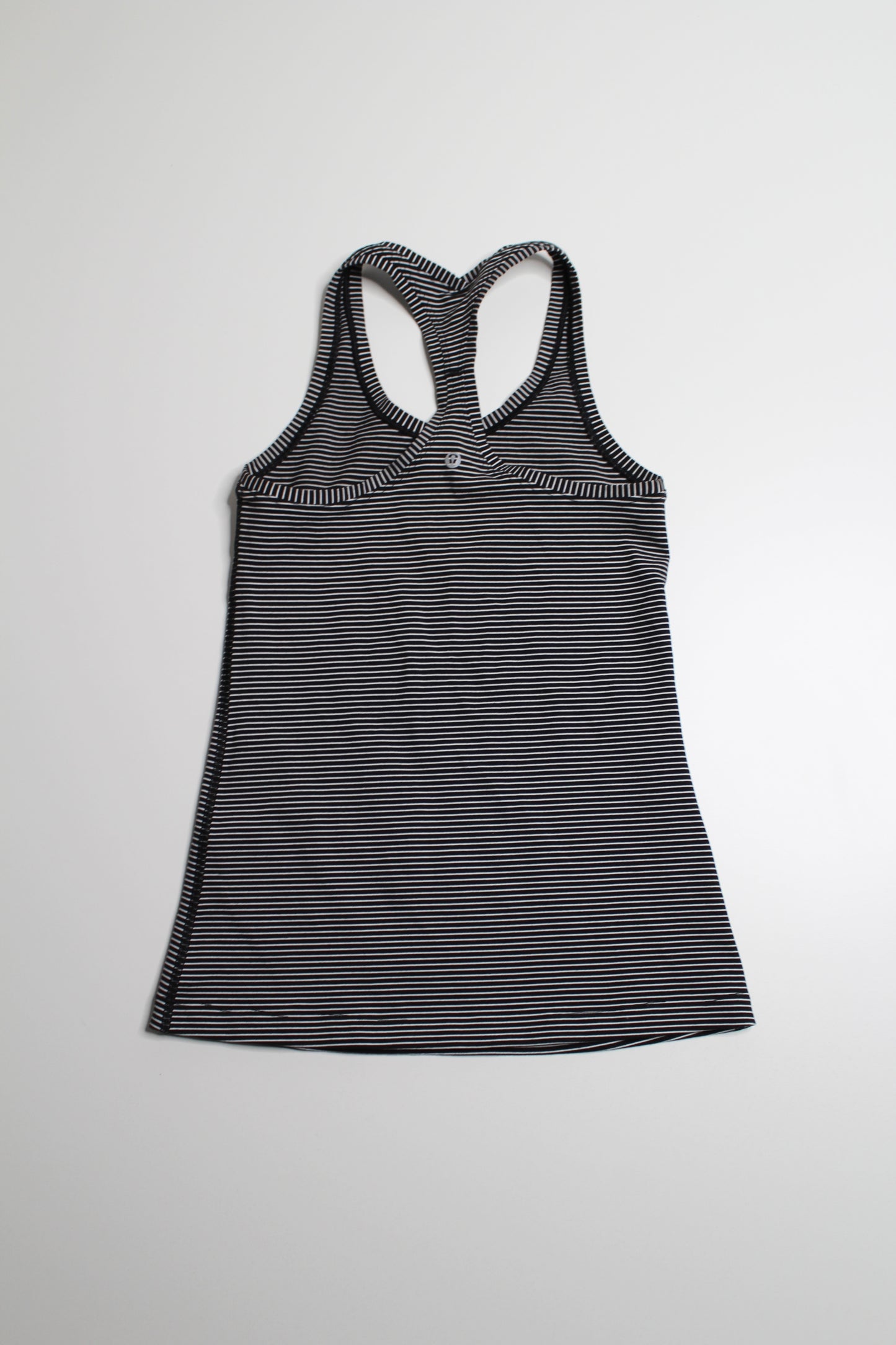 Lululemon black white striped cool racer back tank II, no size. Fits like 6 (price reduced: was $25)