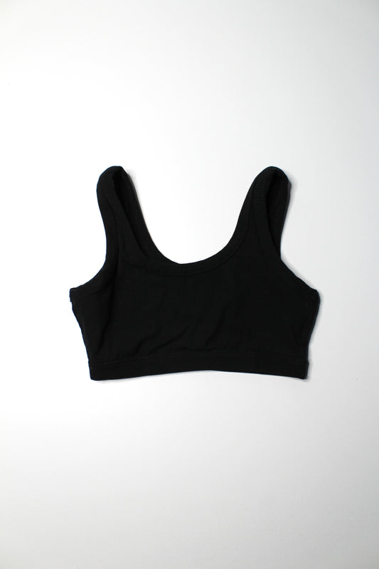 Alo Yoga black ribbed lounge bra, size large