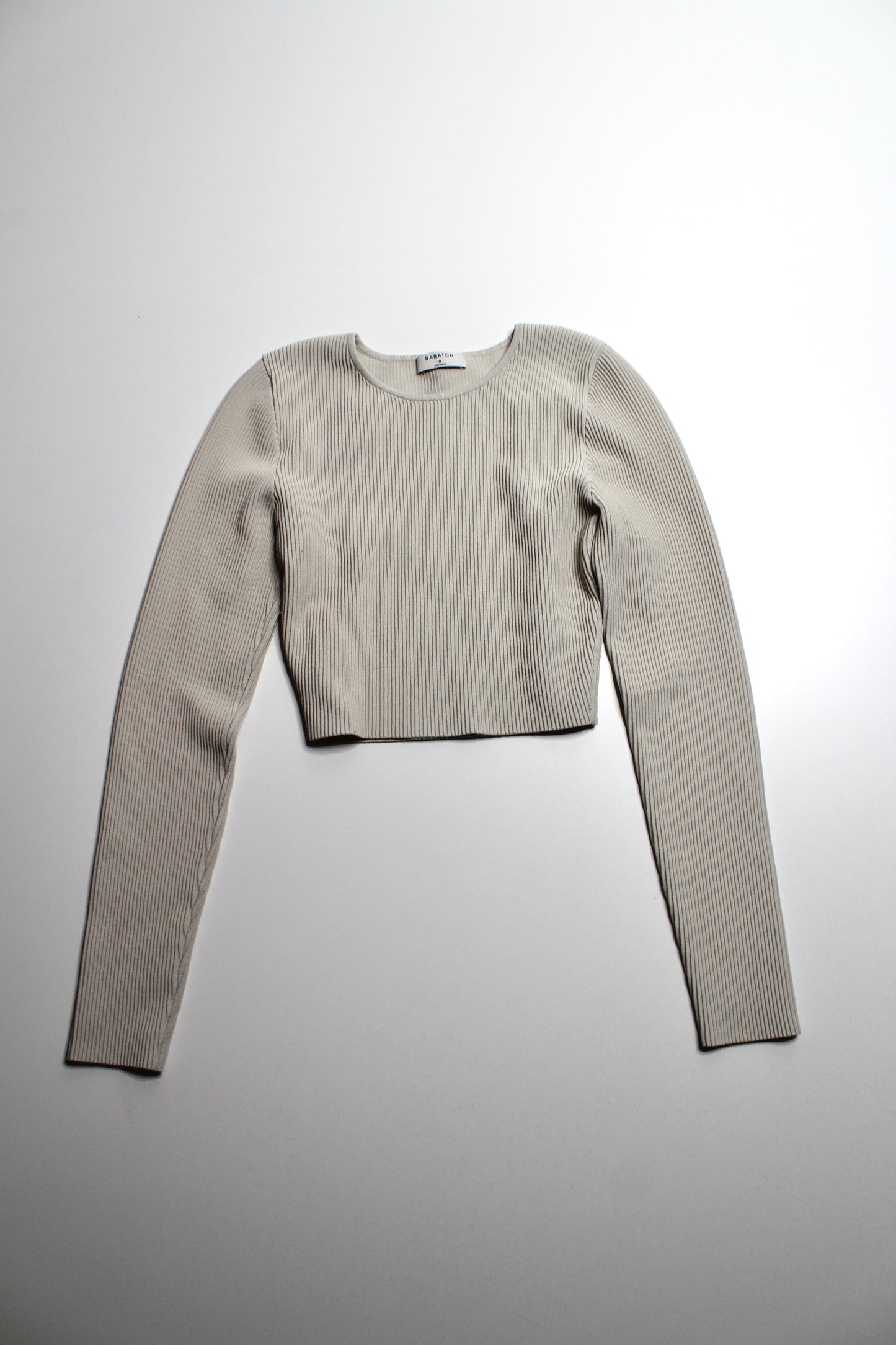 Aritzia Babaton bone ribbed sculpt knit long sleeve, size medium