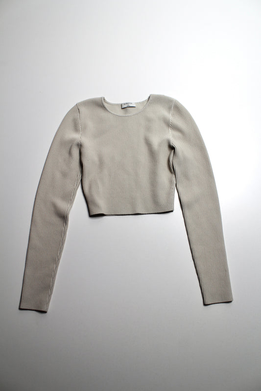 Aritzia Babaton bone ribbed sculpt knit long sleeve, size medium