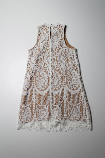 Entro white lace/nude overlay shift dress, size 4