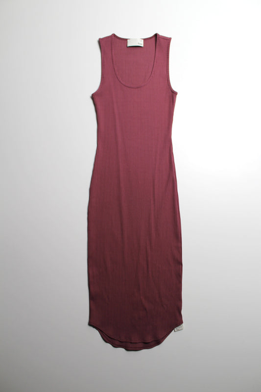 Aritzia berry ribbed bodycon dress, size small