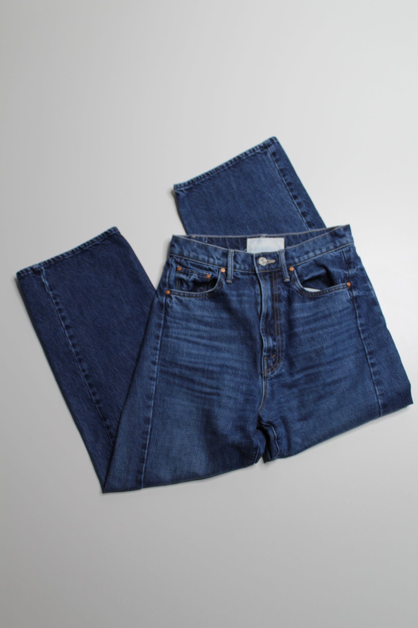 Mother high-rise ‘half pipe ankle’ barrel jeans, size 25