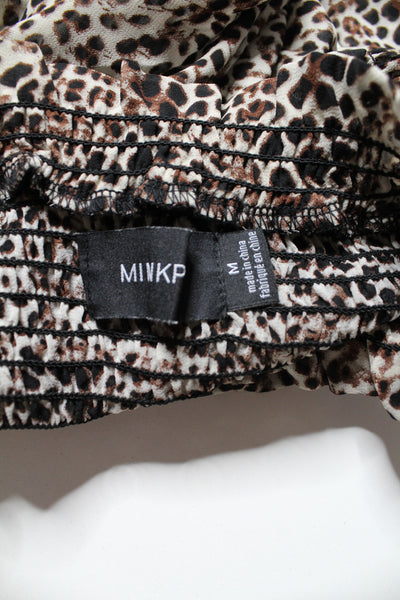 MINKPINK Up To You leopard smocked blouse, size medium