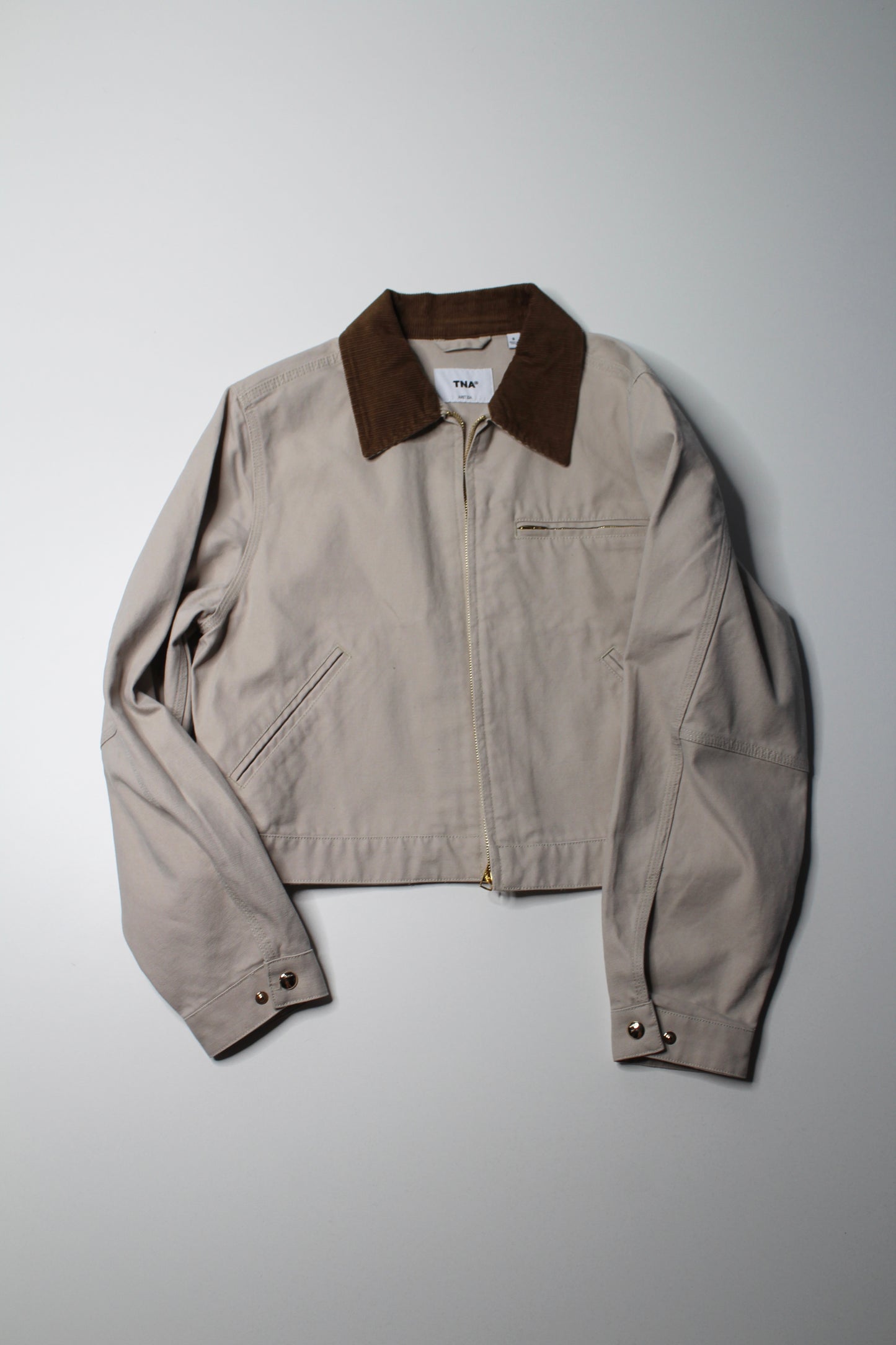 TNA beige 'Barkley' lightweight workwear jacket, size small