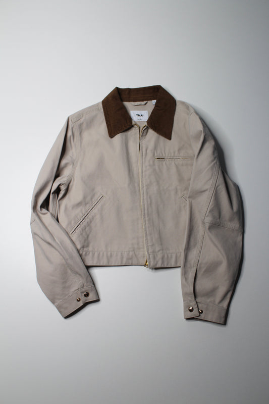 TNA beige 'Barkley' lightweight workwear jacket, size small